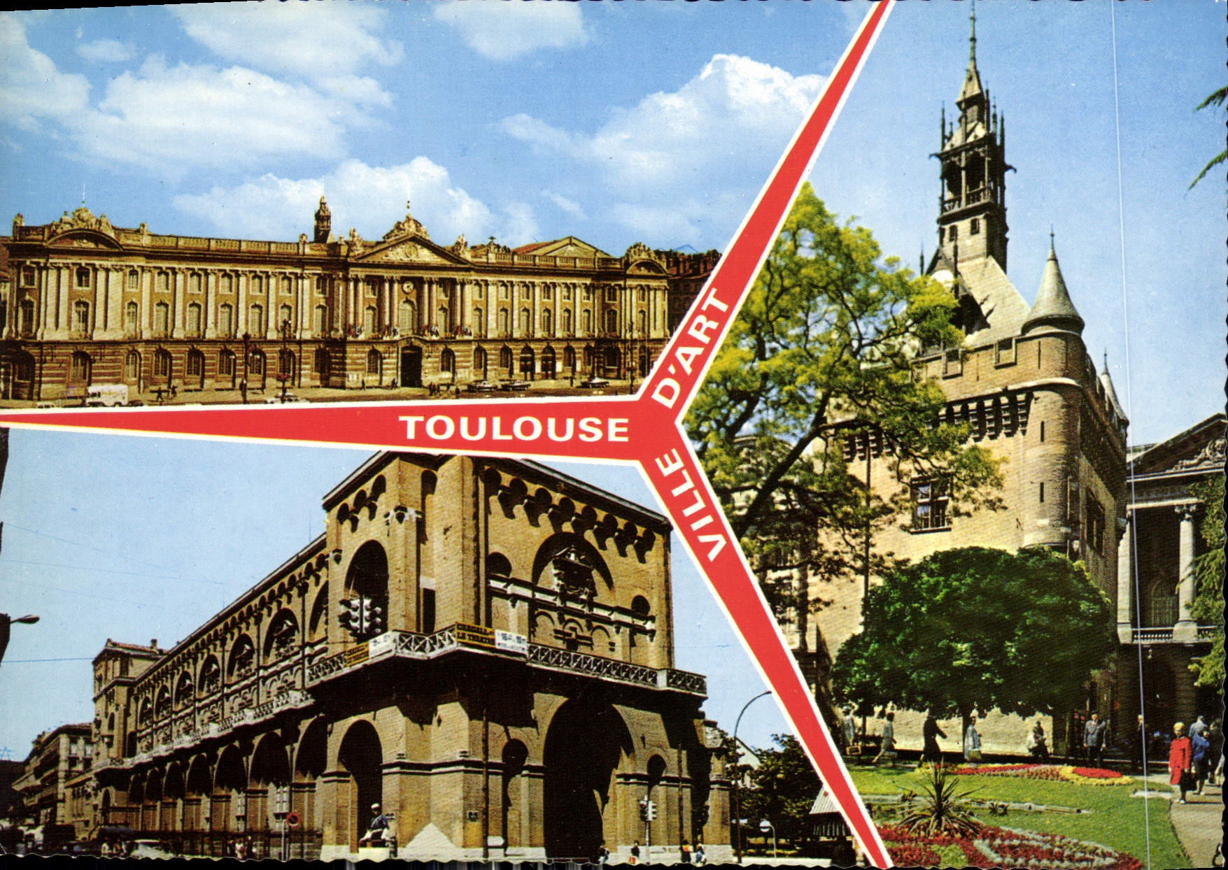 CPM Toulouse Le Capitole Hotel de Ville Le Musee des Augustins Square de Gaulle et Donjon du Capitol