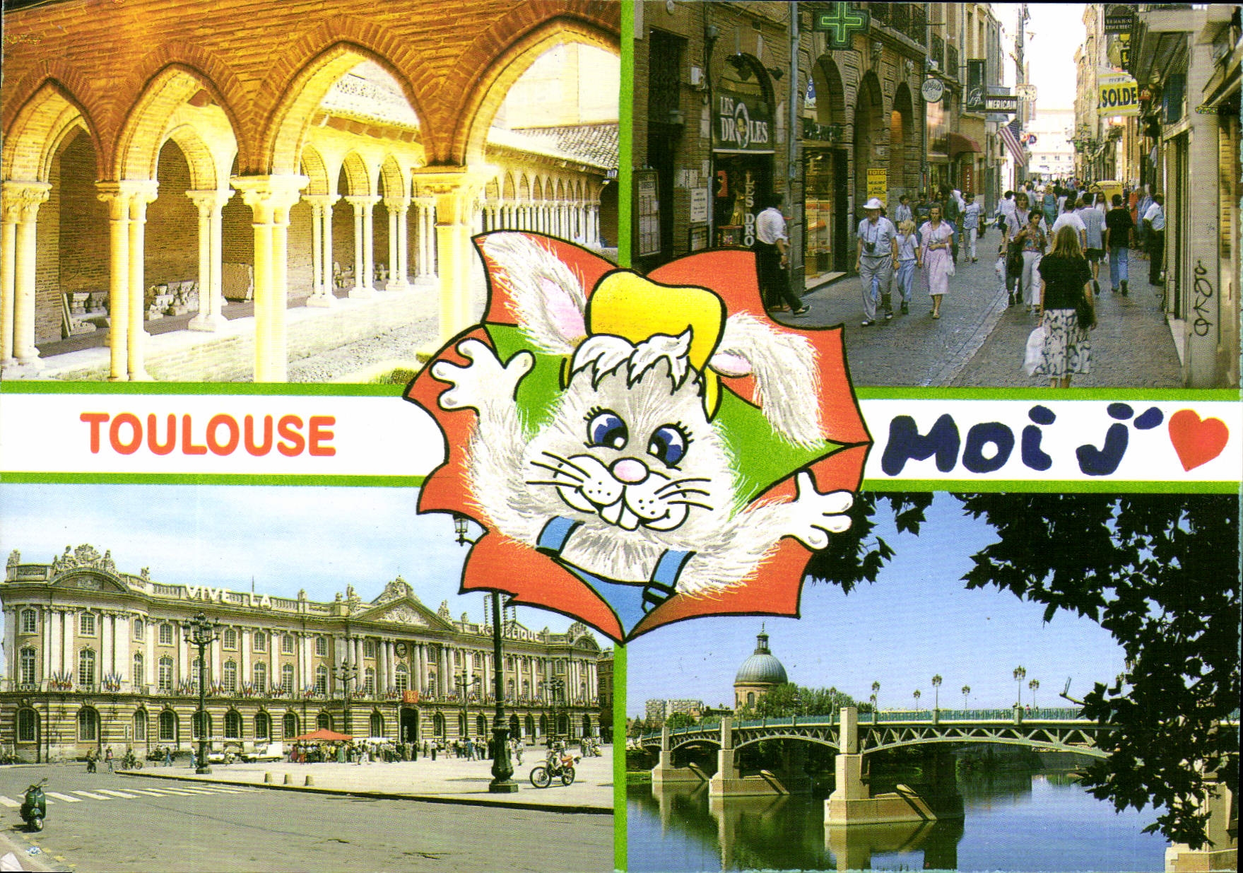 CPM Toulouse Le Cloitre des Jacobins Rue St Rome Le Capitole Le Pont St Pierre et le Dome de la Grav