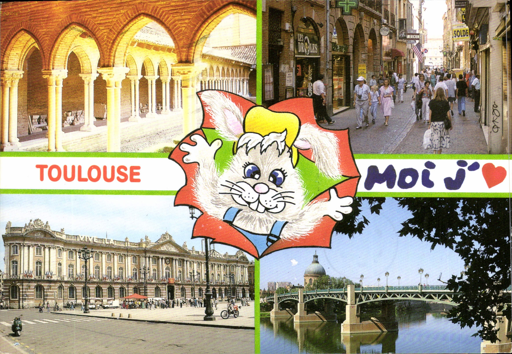 CPM Toulouse Le Cloitre des Jacobins Rue St Rome Le Capitole Le Pont St Pierre et le Dome de la Grav