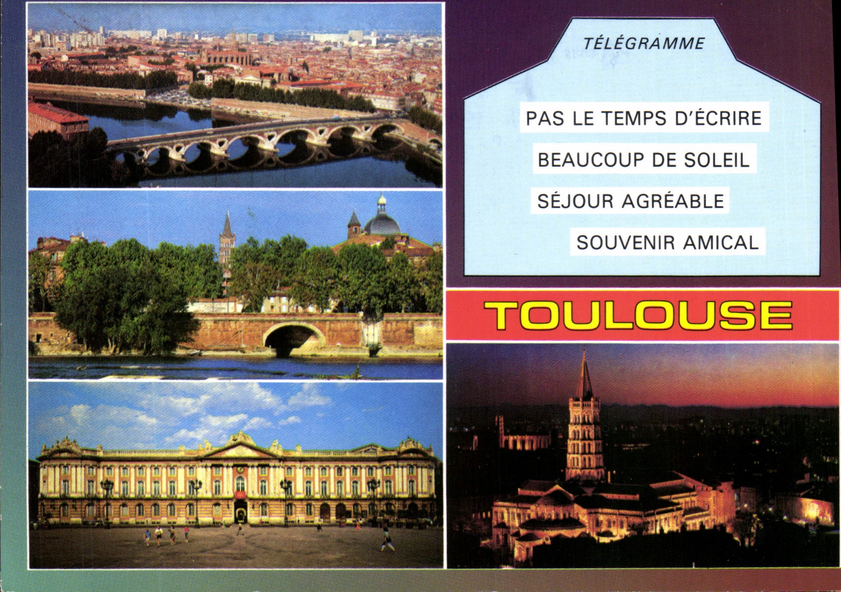 CPM Toulouse La Ville Rose Le Pont Neuf les Berges de la Garonne le Capitole la Basilique Saint Sern