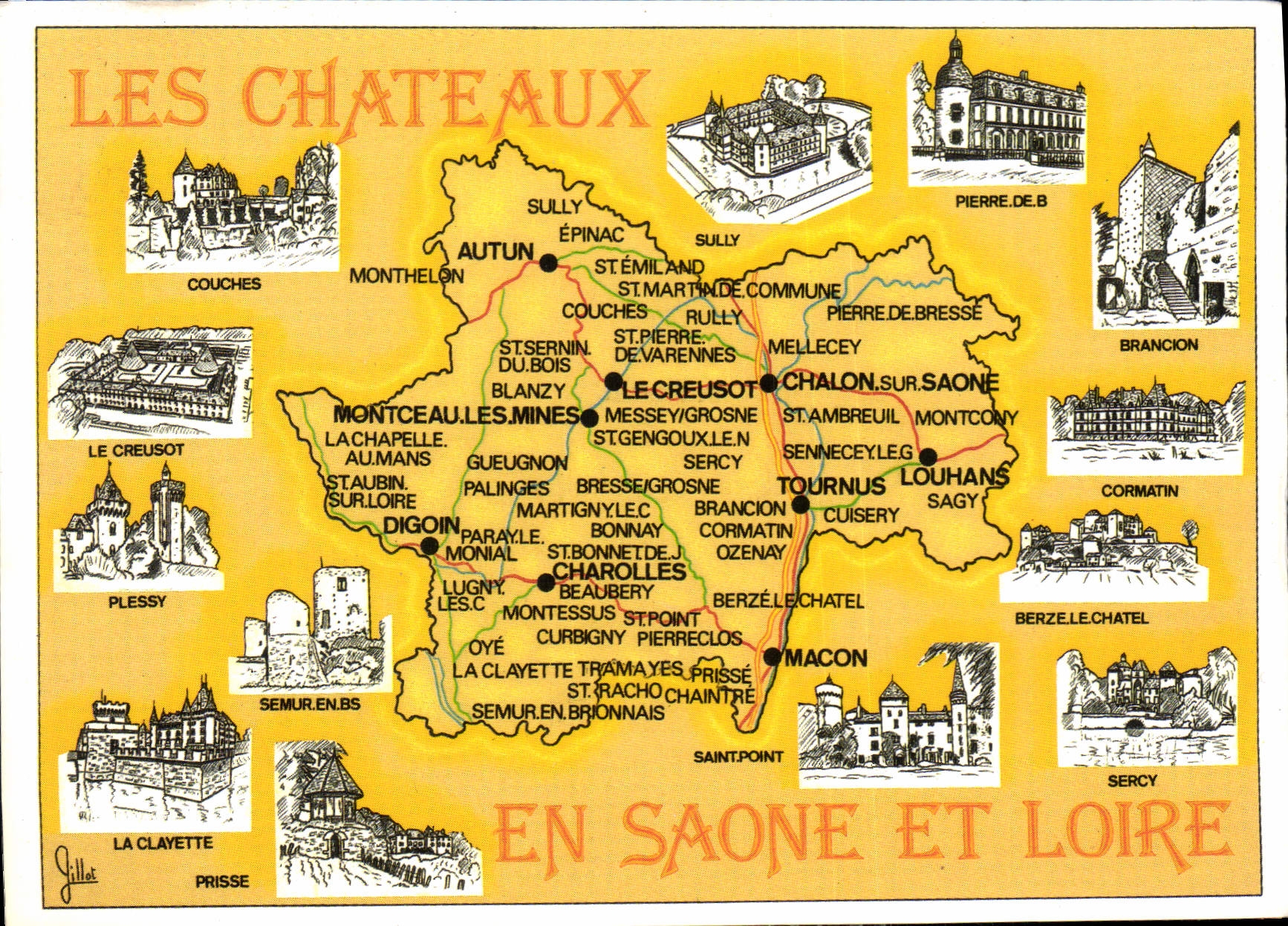 CPM Circuit Touristique des Chateaux de S et L Bourgogne du Sud