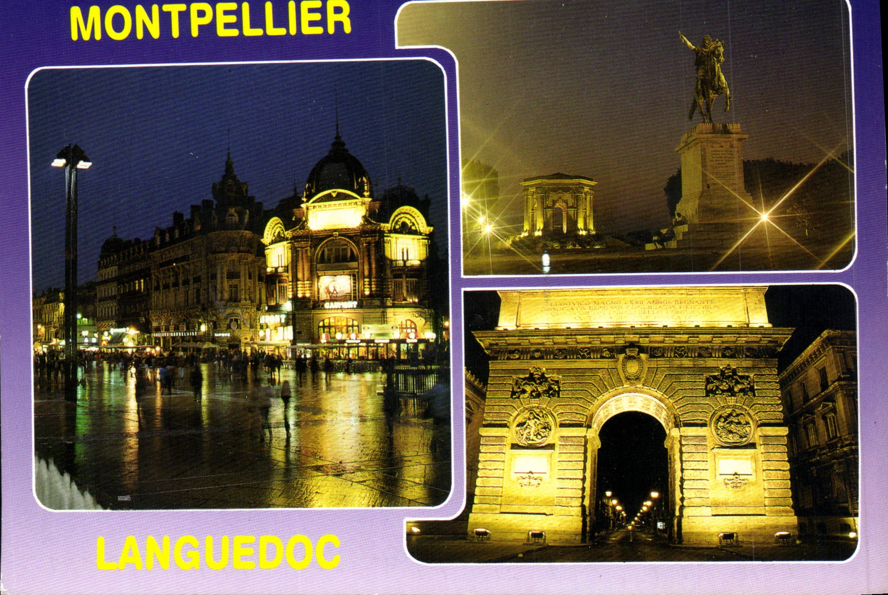 CPM Montpellier Capitale du Languedoc le Peyrou Place de la comedie l'Arc de Triomphe 
