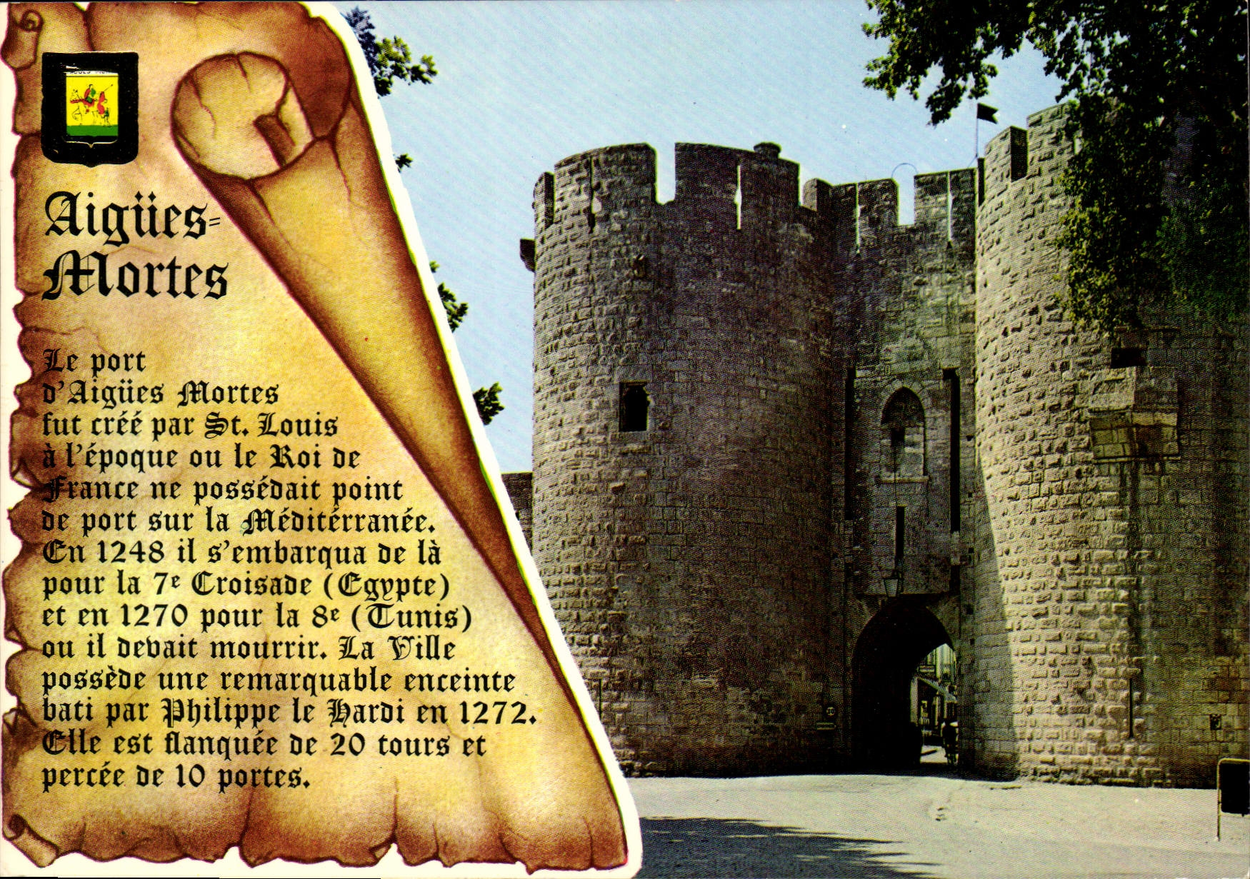 CPM Arts et Couleurs du Gard Aigues Mortes remparts et Porte de la Gardette XIII siecle 