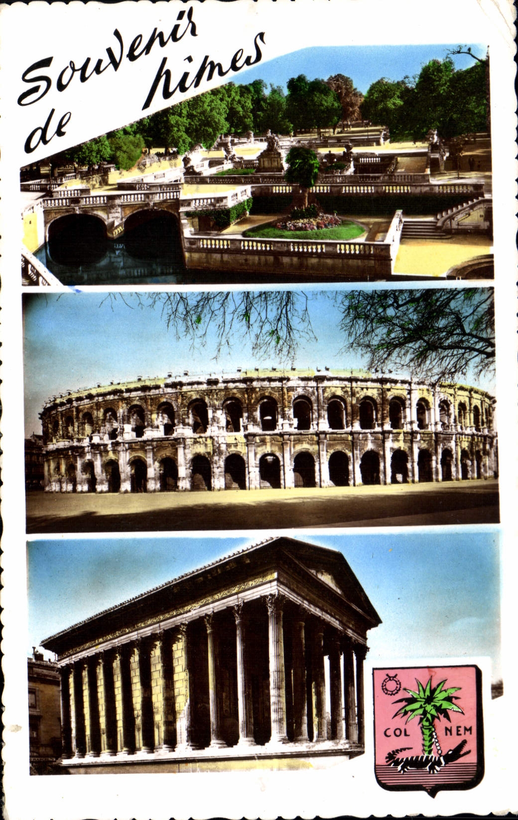 CPM Nimes Gard le Jardin de la Fontaine XVIII S les arenes romaines la Maison carree 
