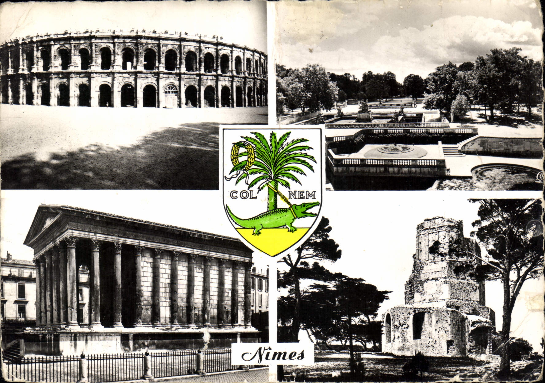 CPM Nimes les Arenes Jardin de la Fontaine la maison Carree la tour Magne 