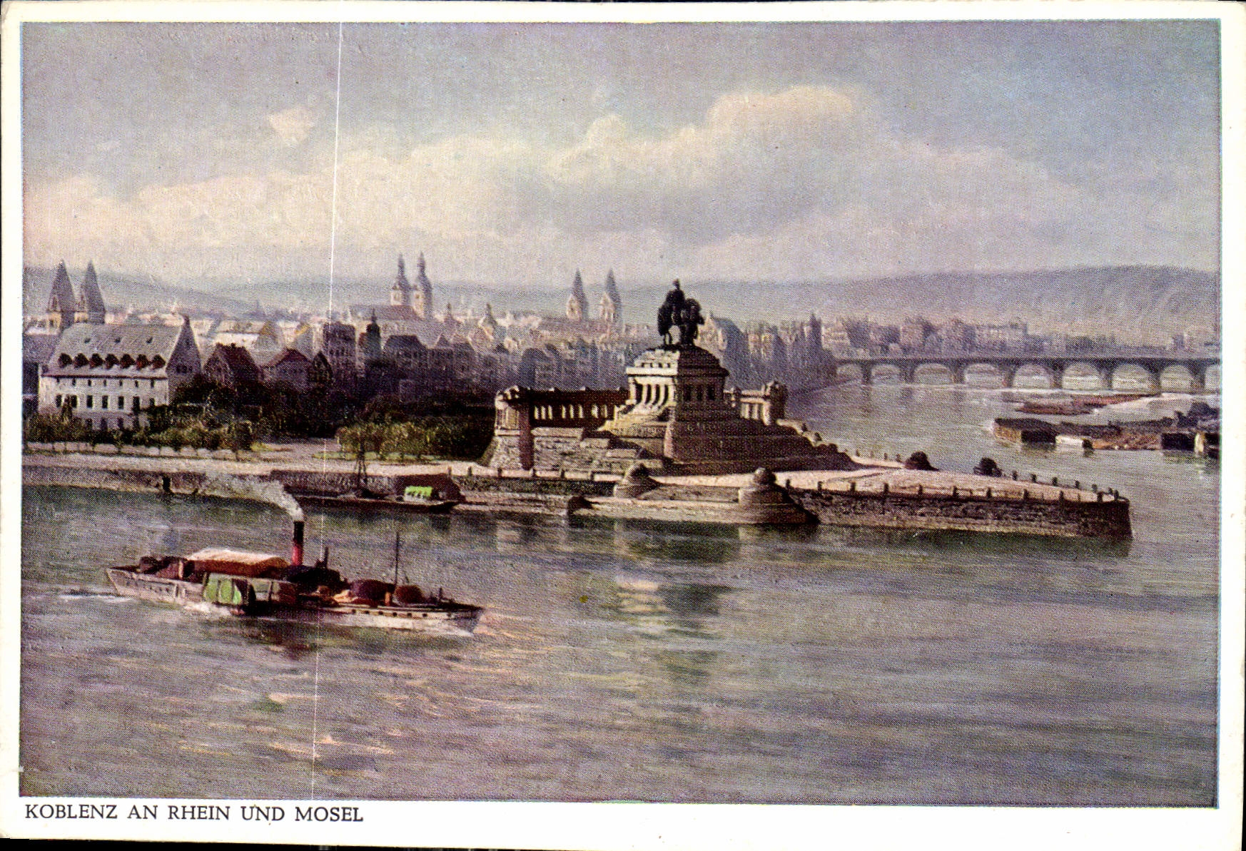 CPM Coblence situation splendide au confluent de la Moselle et du Rhin le Deutsches Eck