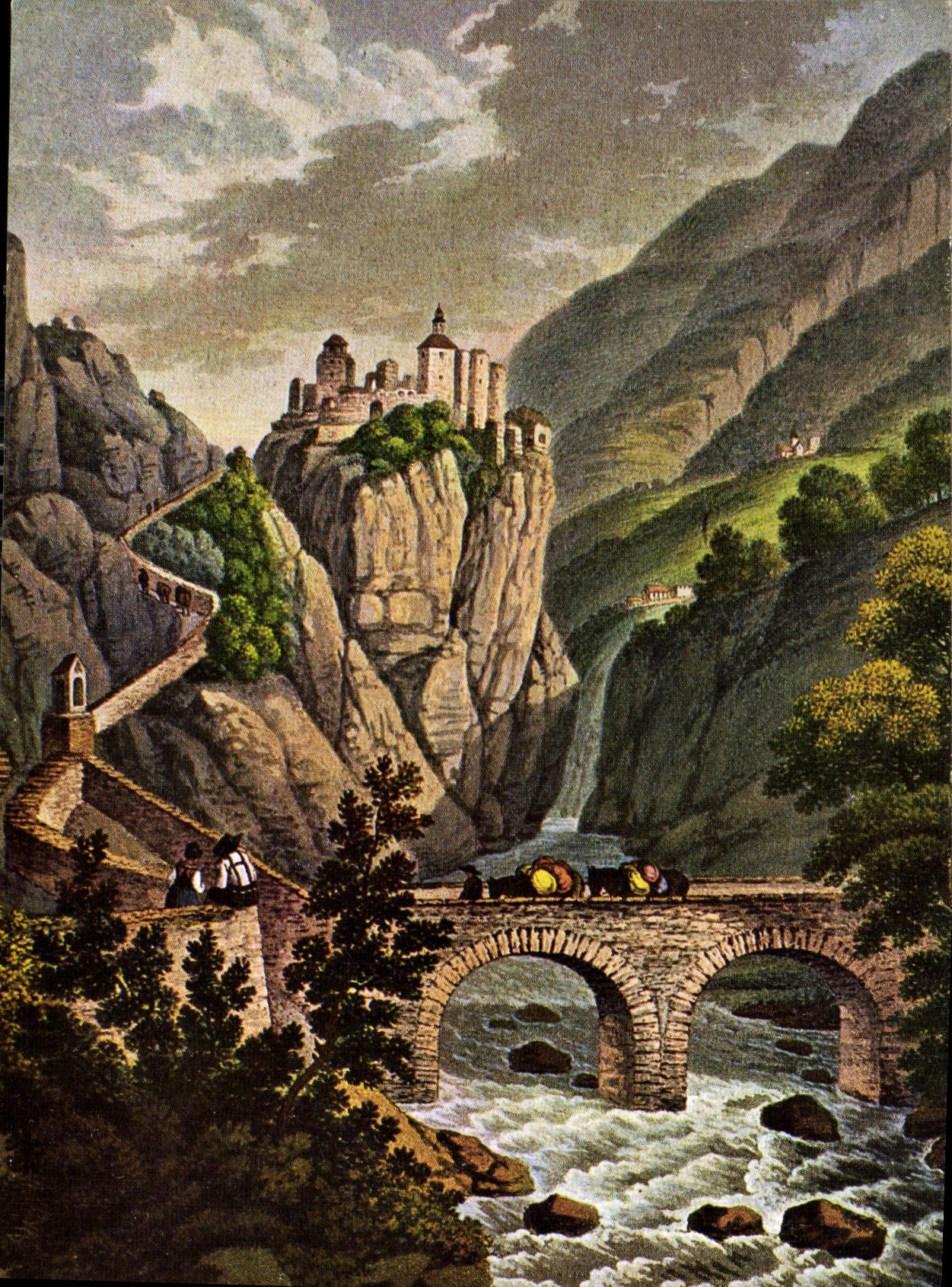 CPM Schloss Zenoberg von Ferdinand Runk gezeichnet und von P Piringer in Acquantinta gestochen