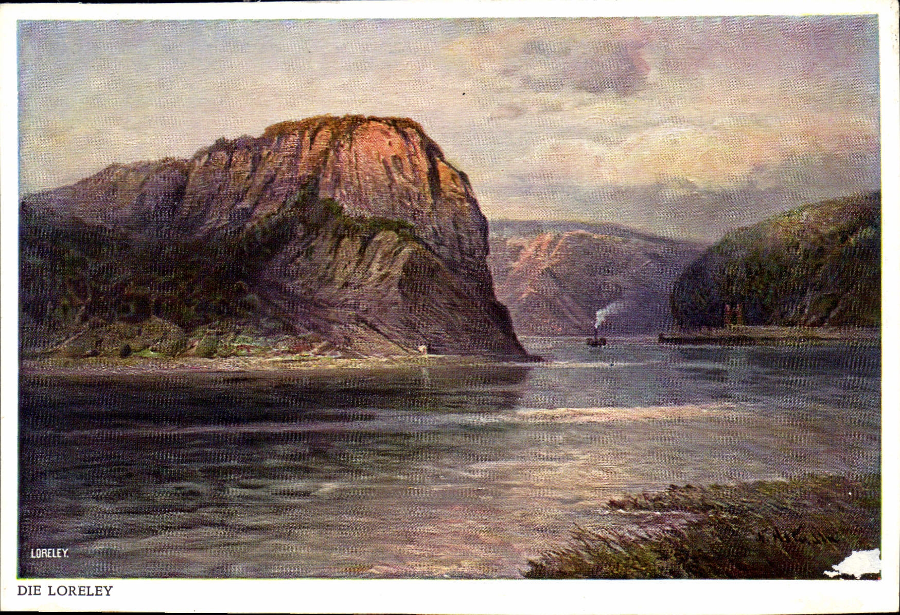 CPM Le rocher de la Loreley riche en legendes s'avance dans le fleuve en force Rendu celebre dans le