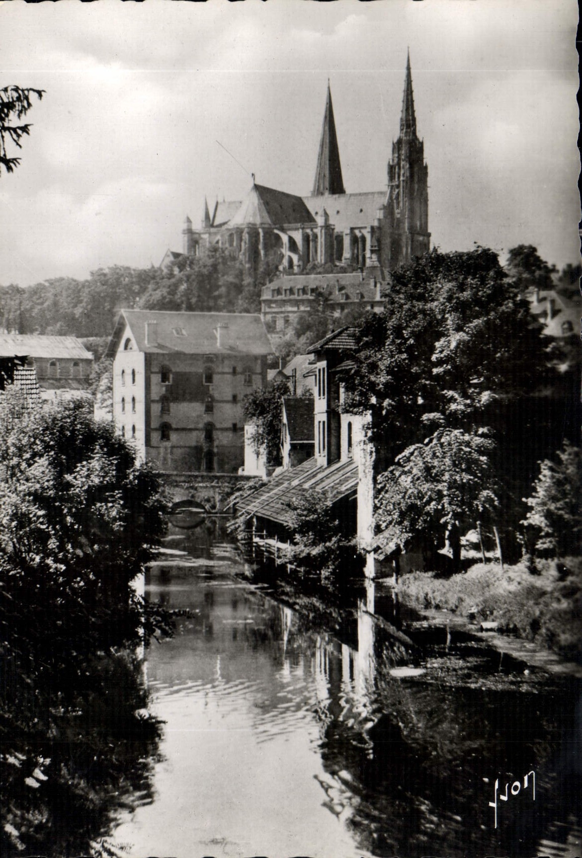 CPM Chartres Eure et Loir Les rives de l'Eure et la Cathedrale