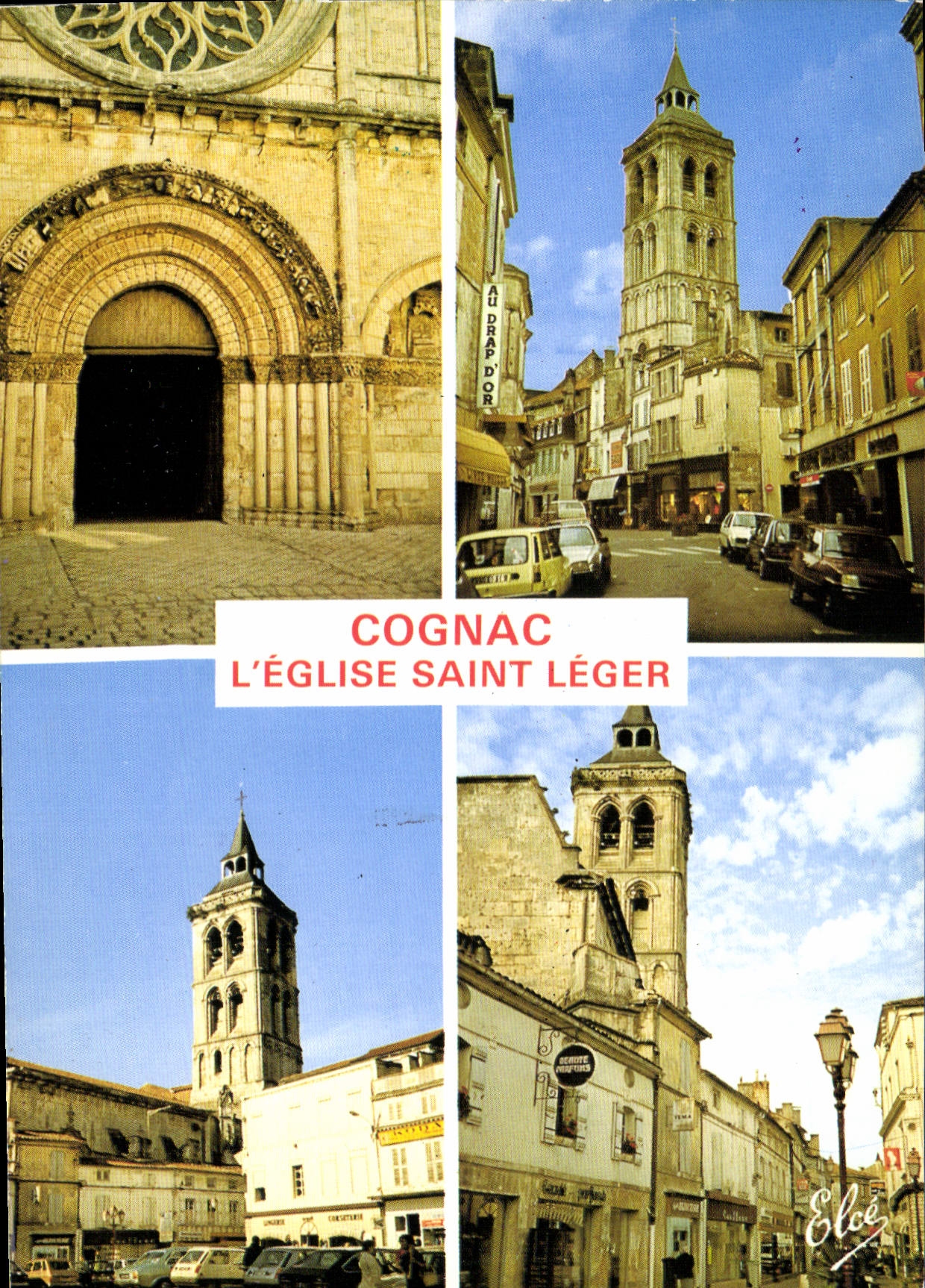 CPM Cognac Charente L'Eglise Saint Leget Le Clocher et l'Entree principale