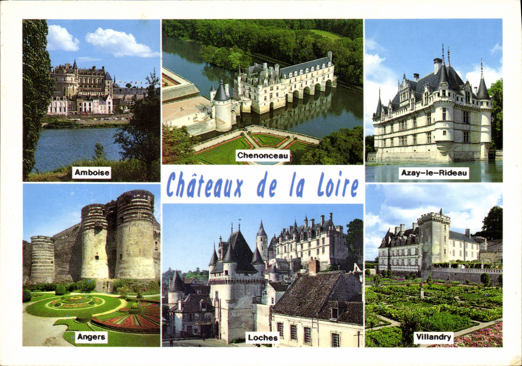 CPM Chateaux de la Loire Amboise Chenonceau Azay le Rideau Angers Loches Villandry 