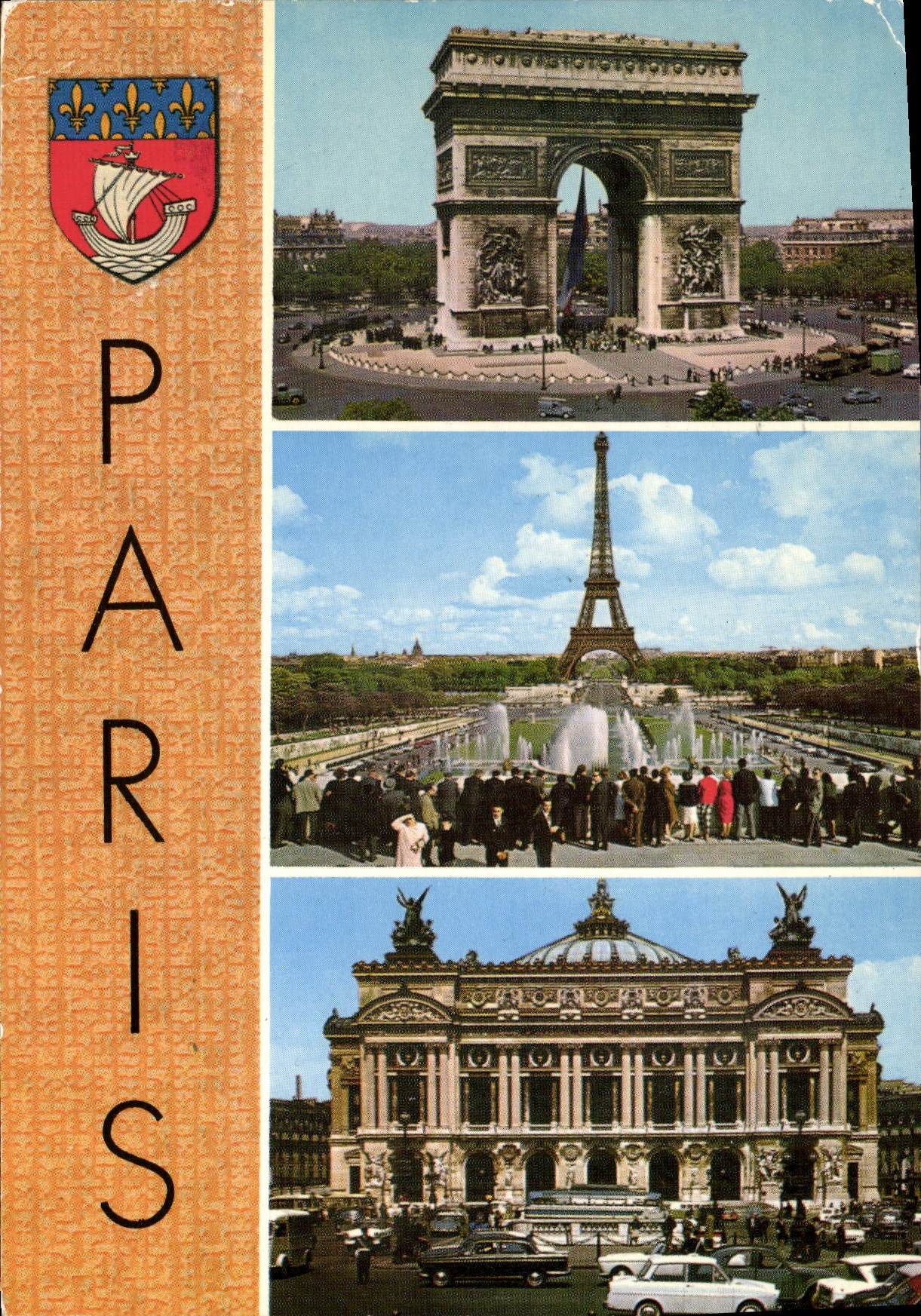 CPM Paris l'Arc de Triomphe la Tour Eiffel l'Opera 