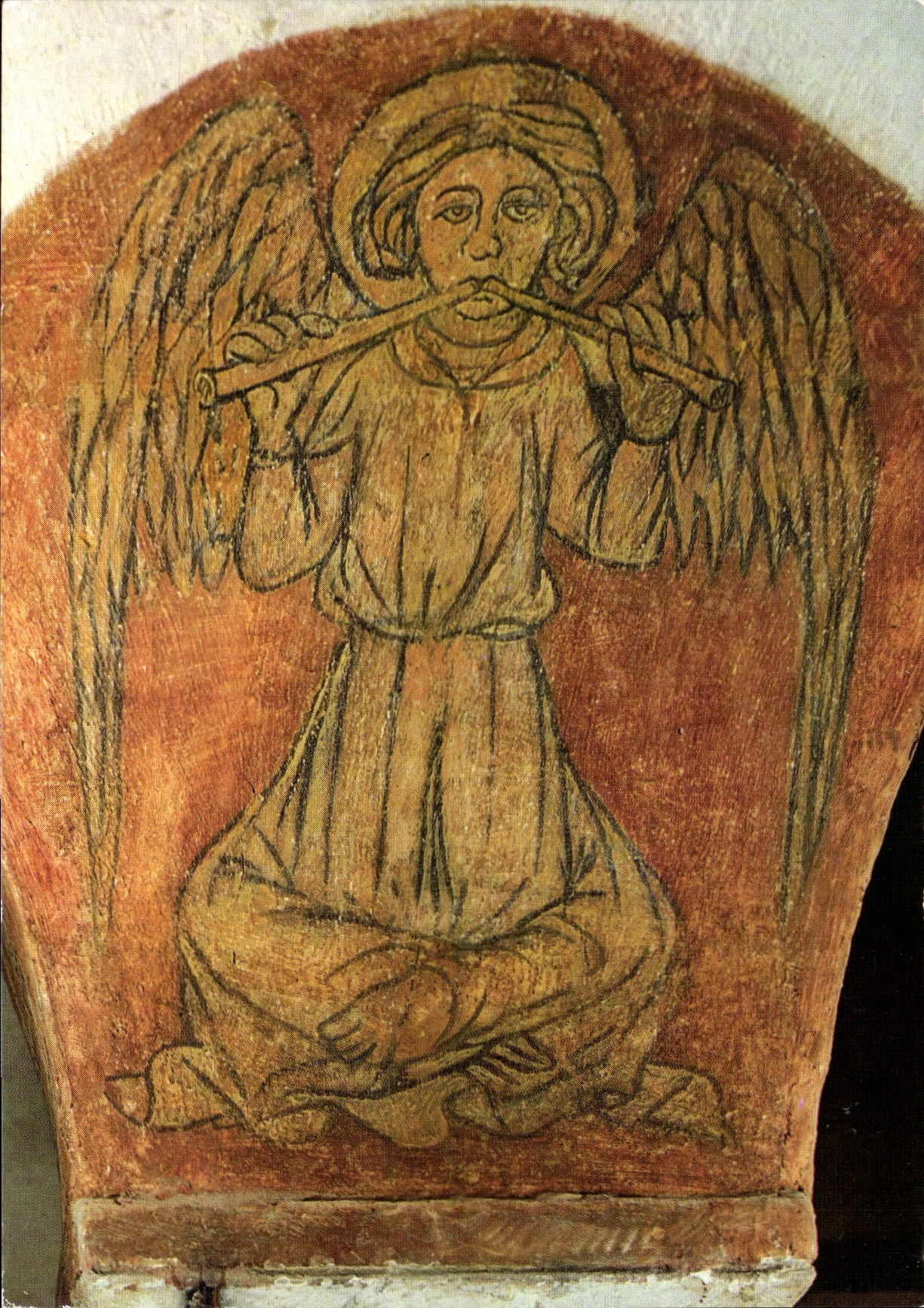 CPM Cathedrale de Bayeux Calvados la Crypte XI S Ange aux deux trompettes peinture murale XV S