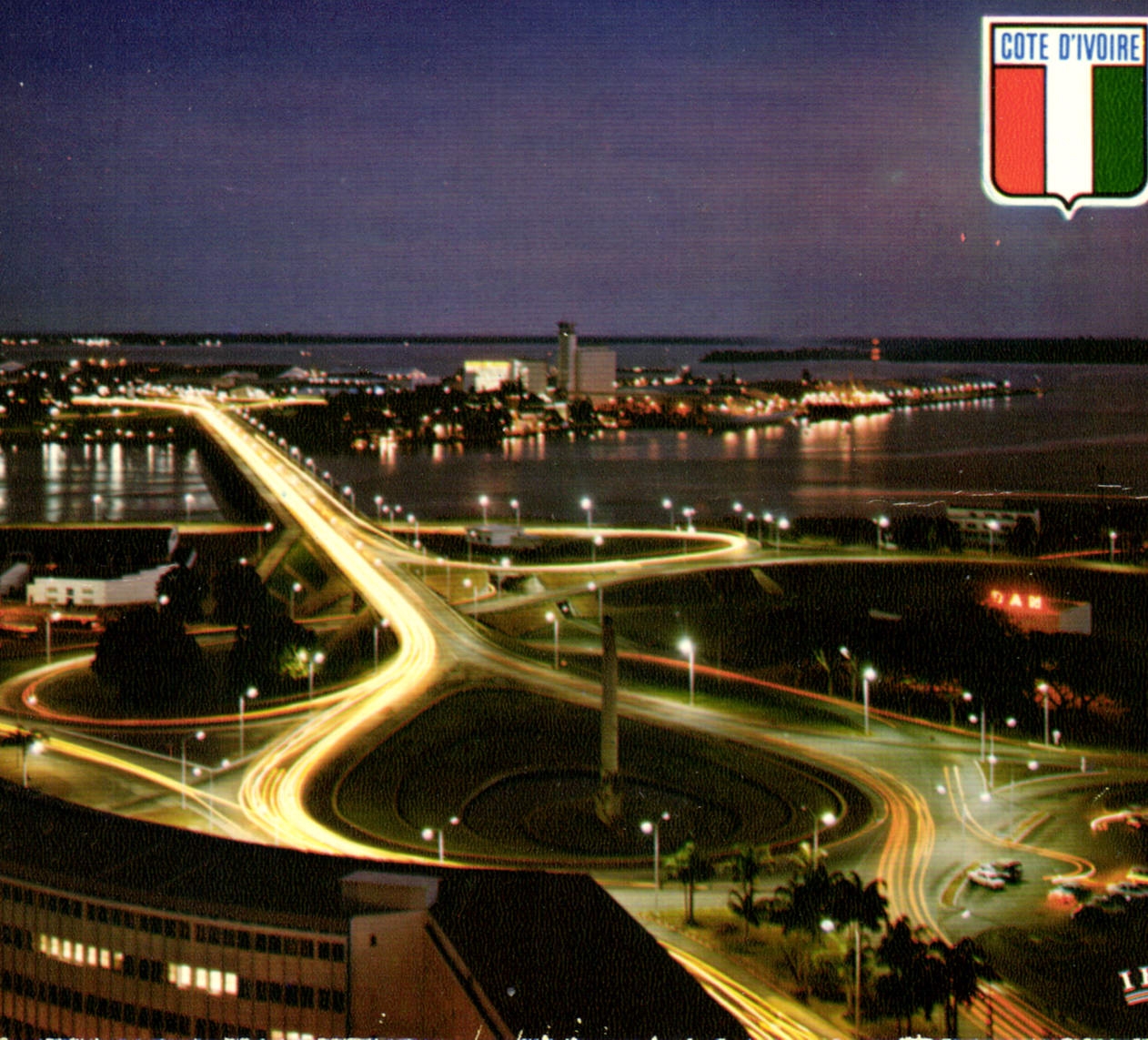 CPM Republique de la Cote d'Ivoire Abidjan vue de nuit