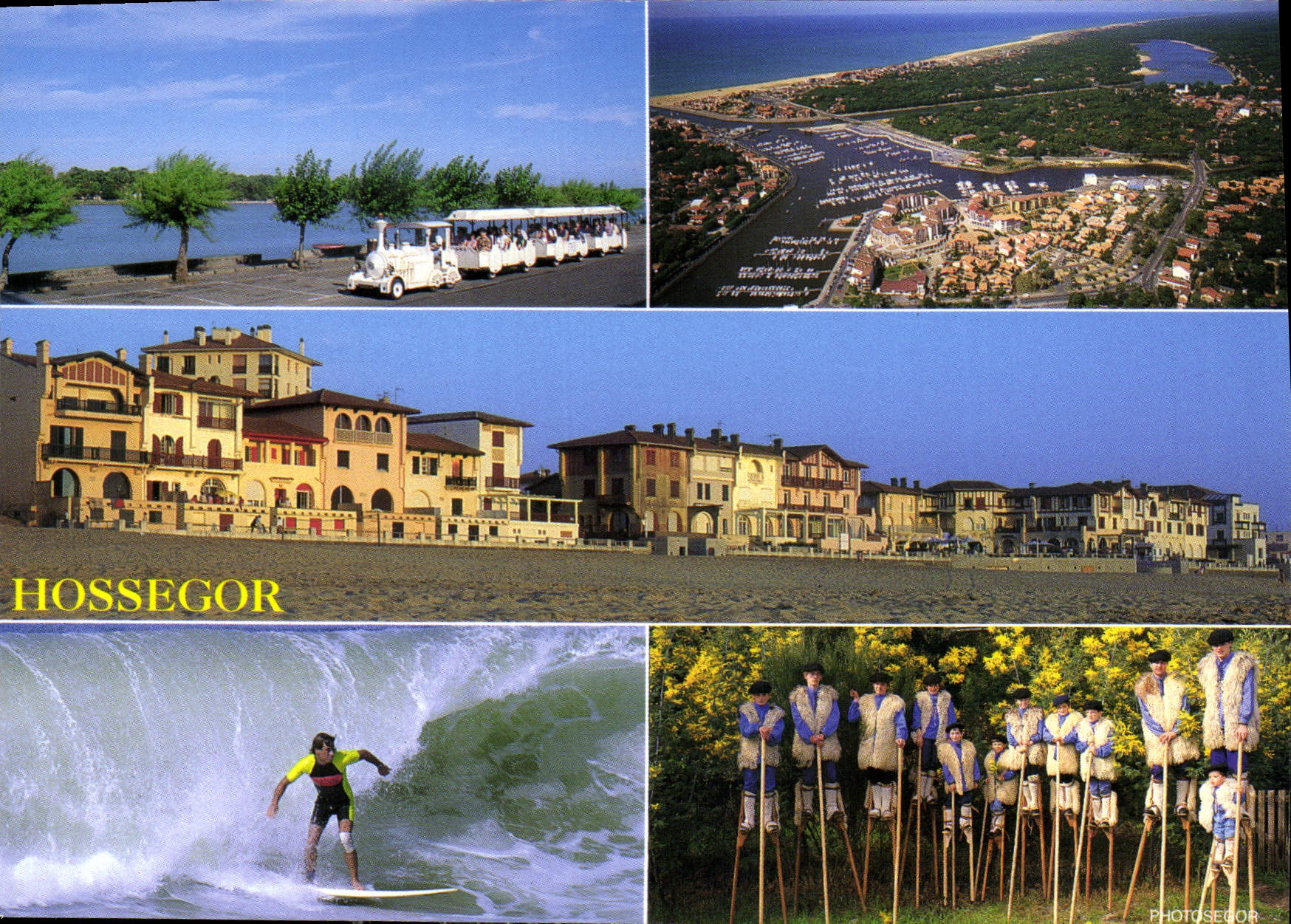 CPM Hossegor la plage Surf folklore Landais vue generale le petit main touristique
