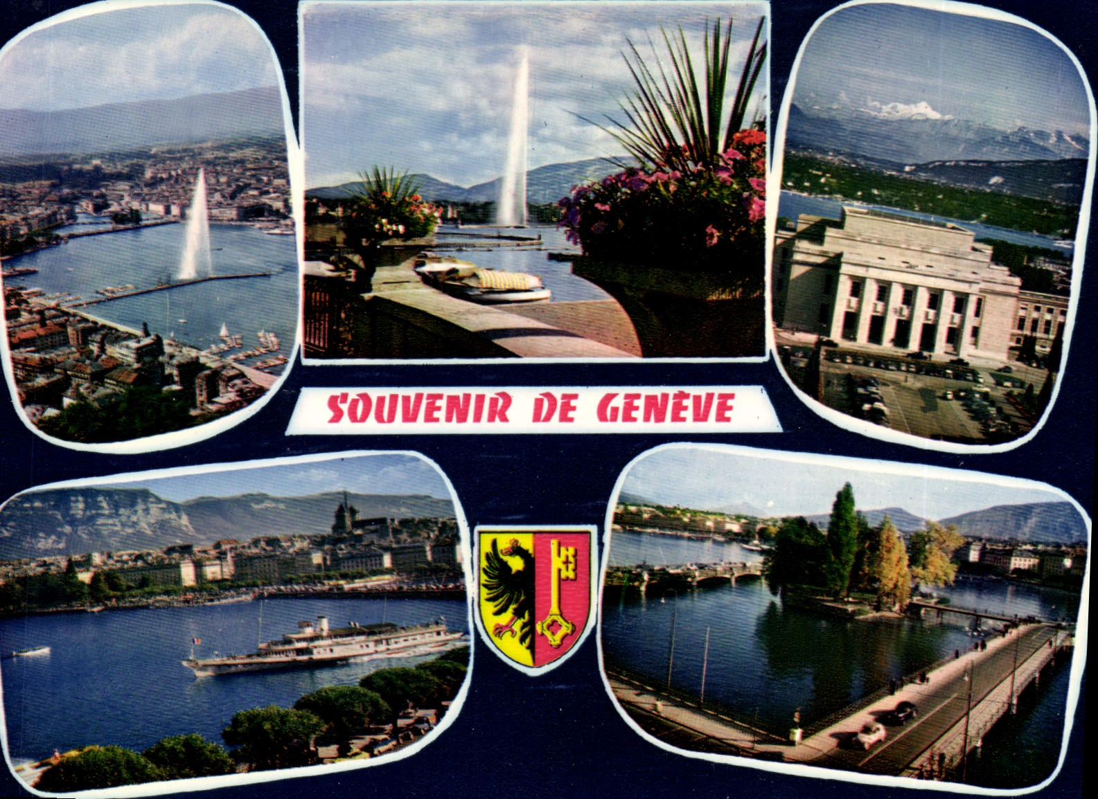 CPM Geneve vue aerienne le Palais des Nations la Rade 