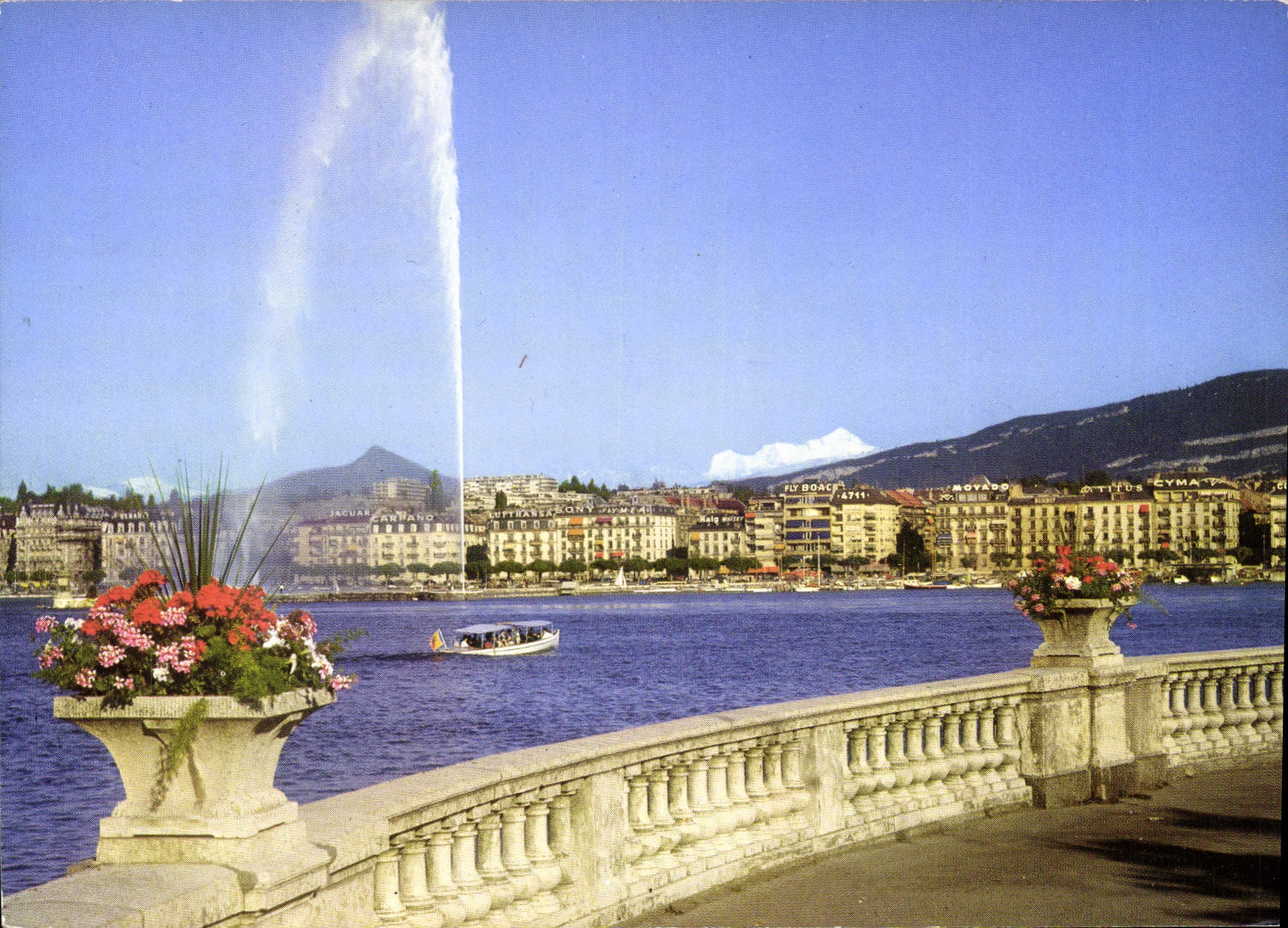 CPM Geneve le jet d'eau et le Mont Blanc