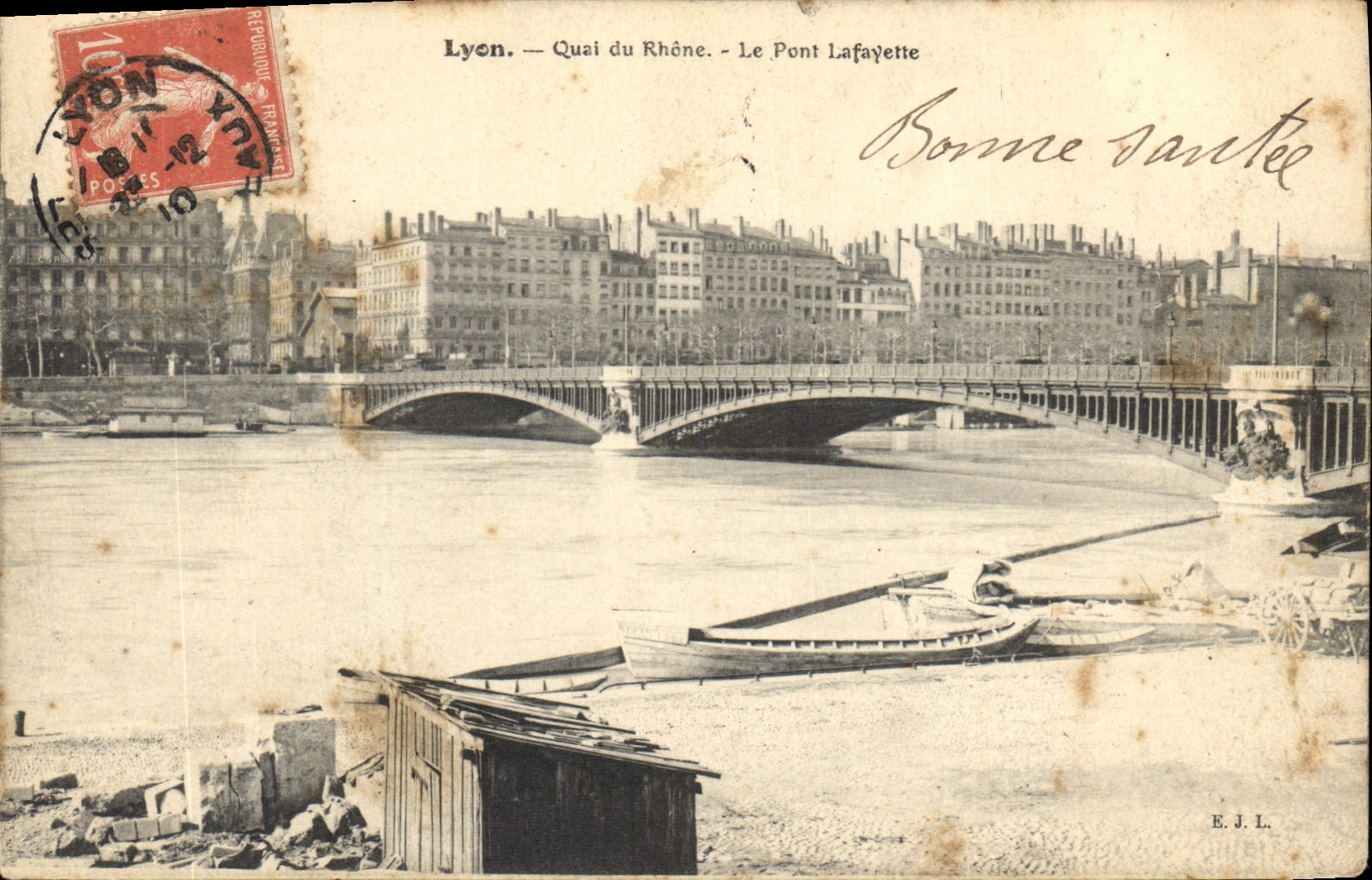 CPA Lyon Quai du Rhone le Pont Lafayette 