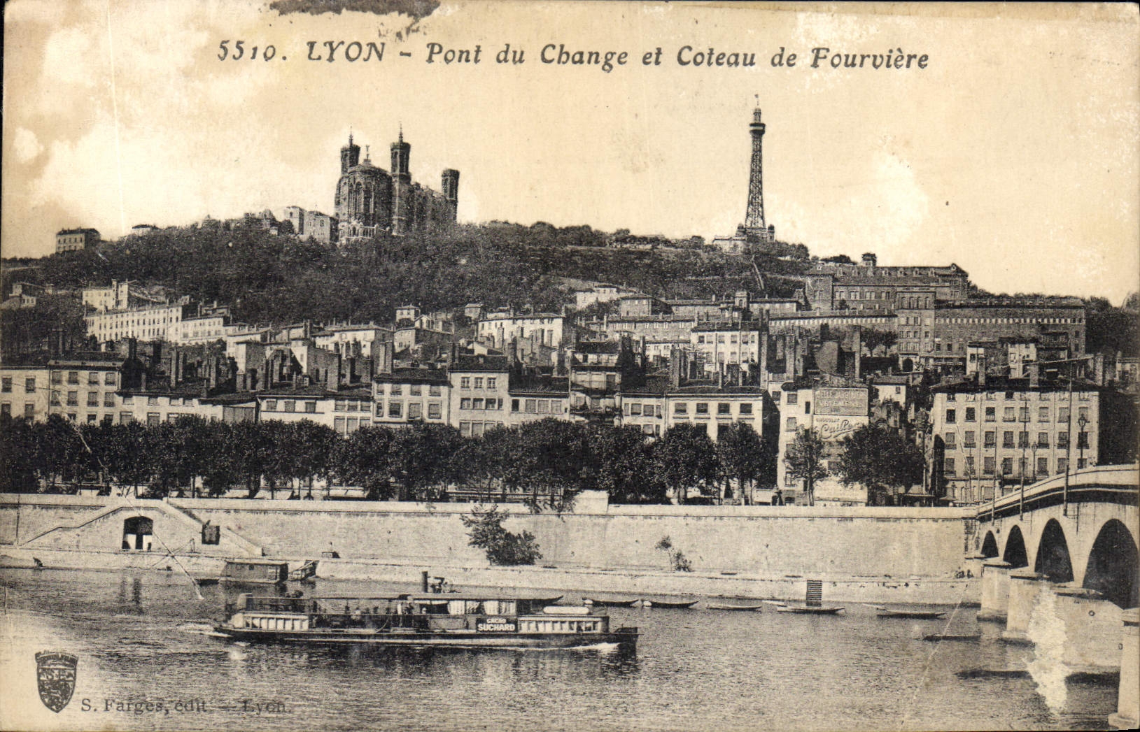 CPA Lyon Pont du Change et Coteau de Fourviere 
