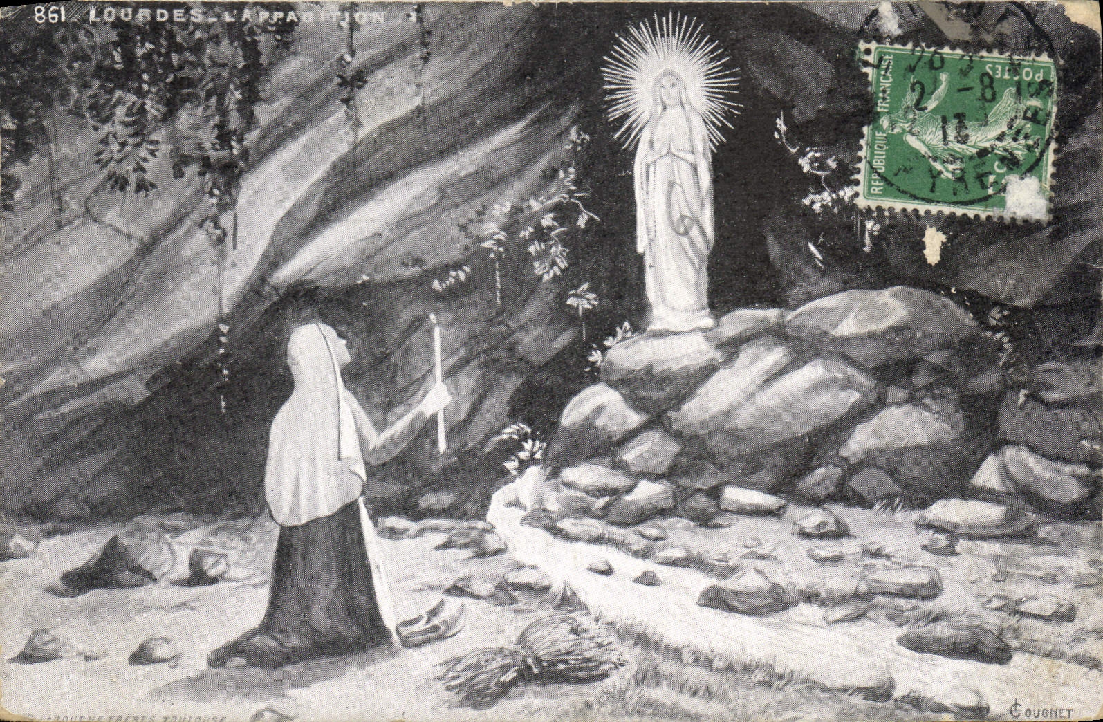 CPA Lourdes L'Apparition 