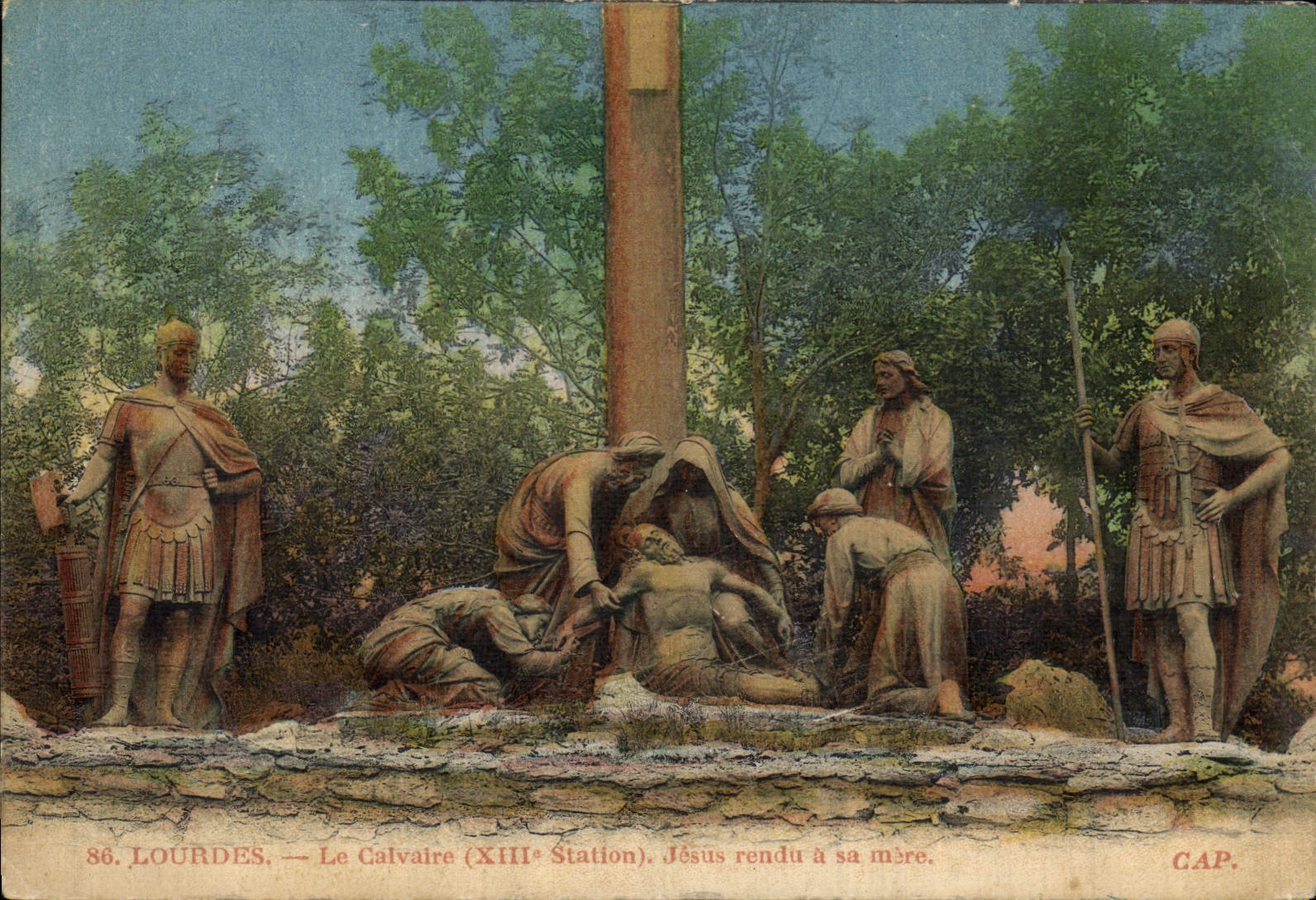 CPA Lourdes Le Calvaire XIII Station Jesus rendu a sa Mere 