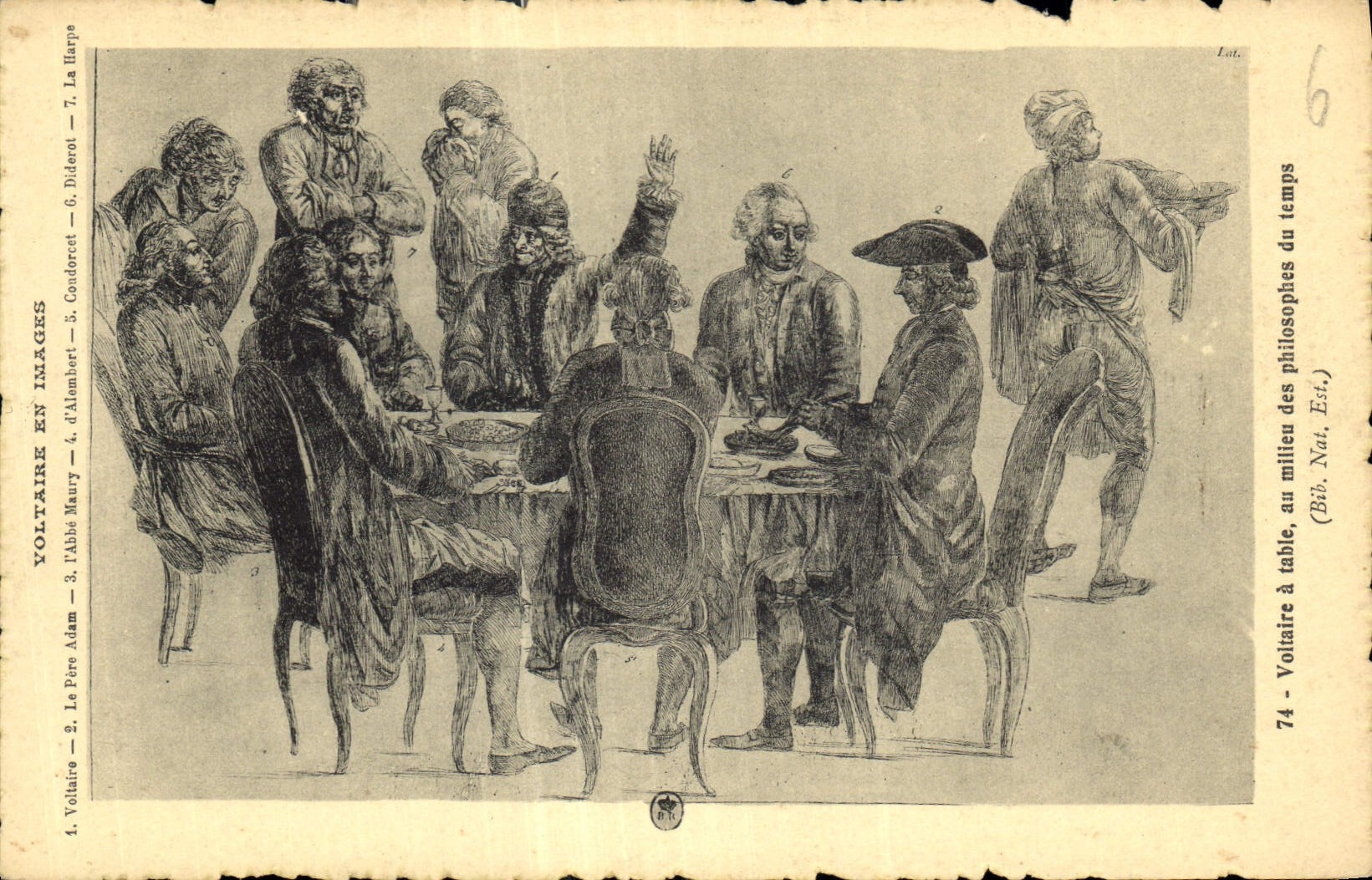 CPA Voltaire a table au milleu des philosophes du temps 