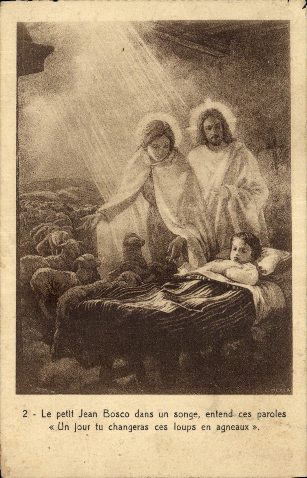CPA Le petit Jean Bosco dans un songe entend ces Paroles 