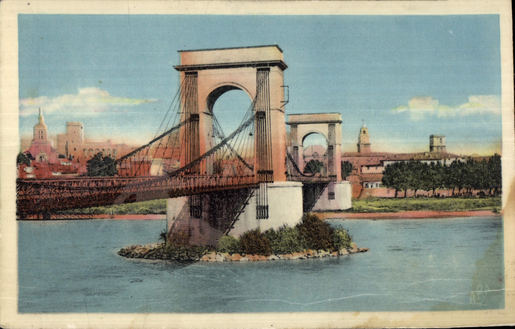 CPA Avigne Le Pont Suspendu 