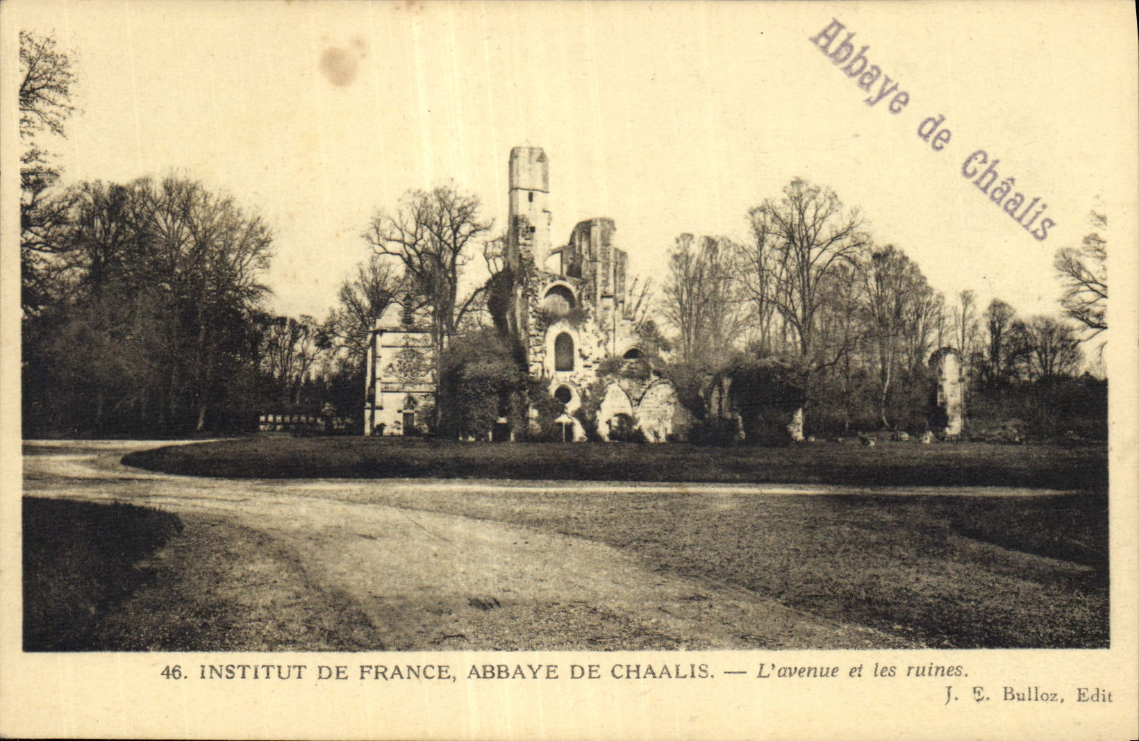 CPA Institut de France Abbaye de Chaalis l'avenue et le Ruines 