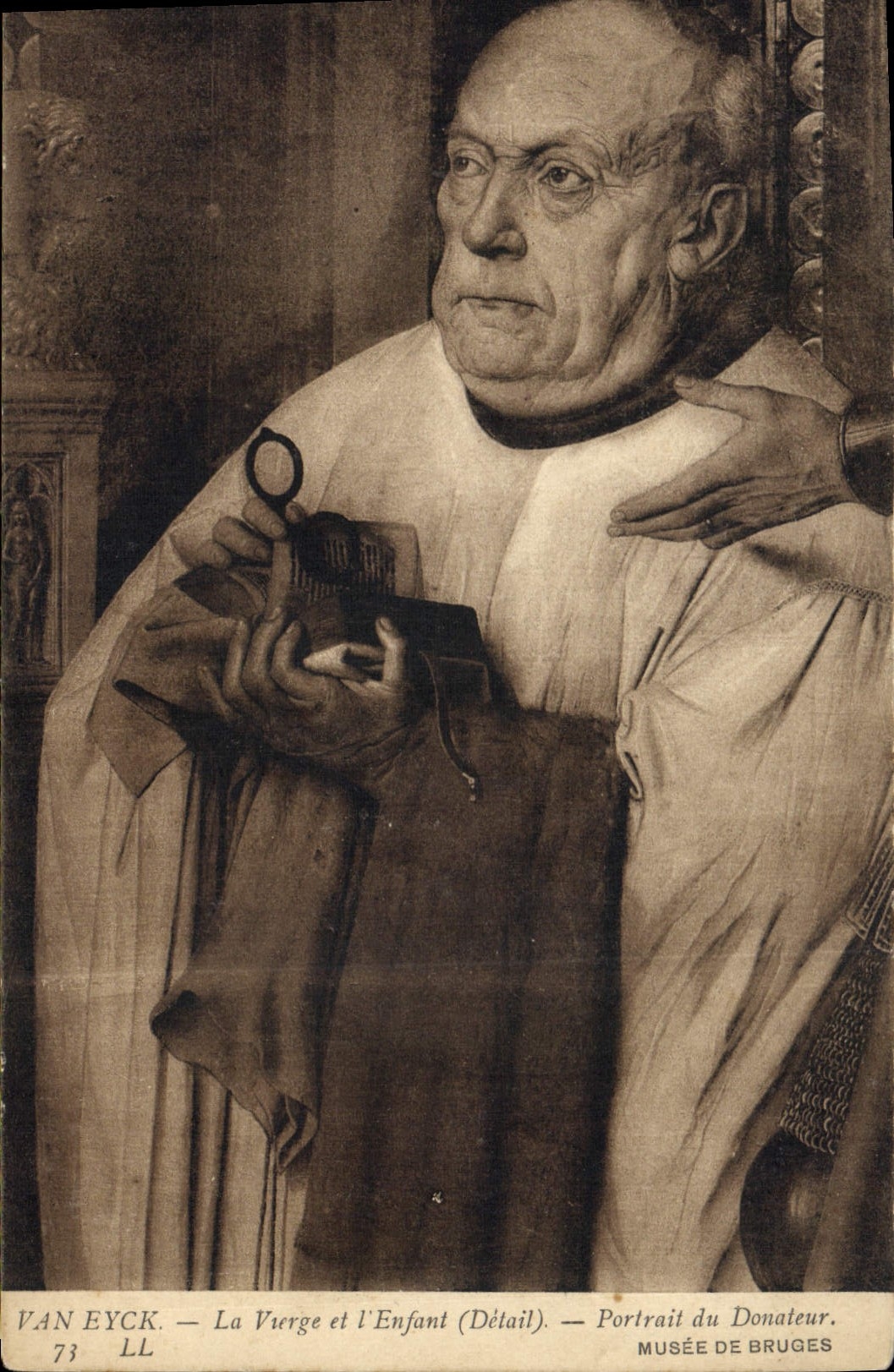 CPA Van Eyck La Vierge er l'Enfant Detail Portrait du Donateur