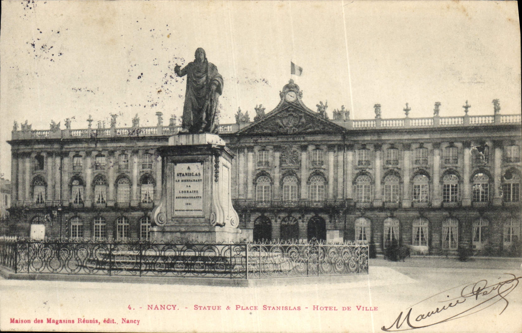 CPA Nancy Statue a Place Stanislas Hotel de Ville