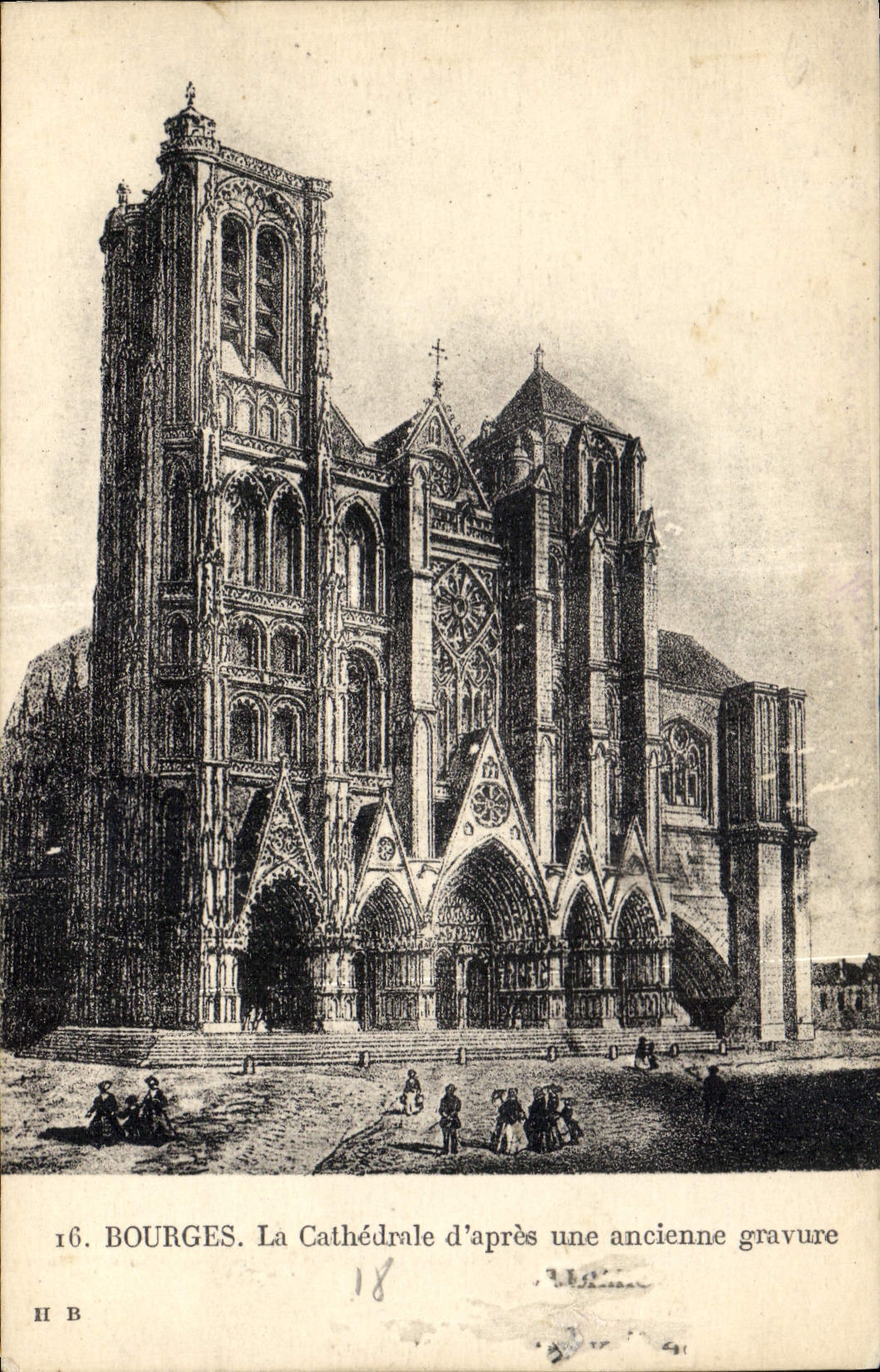 CPA Bourges La Cathedrale d'apres une ancienne gravure
