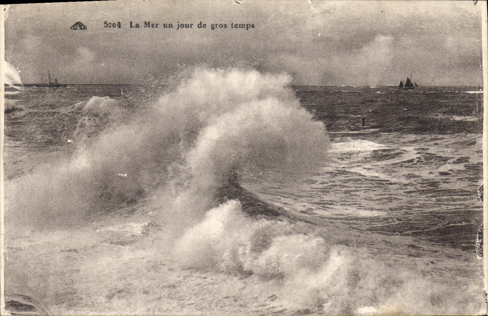 CPA La Mer un jour gros temps 