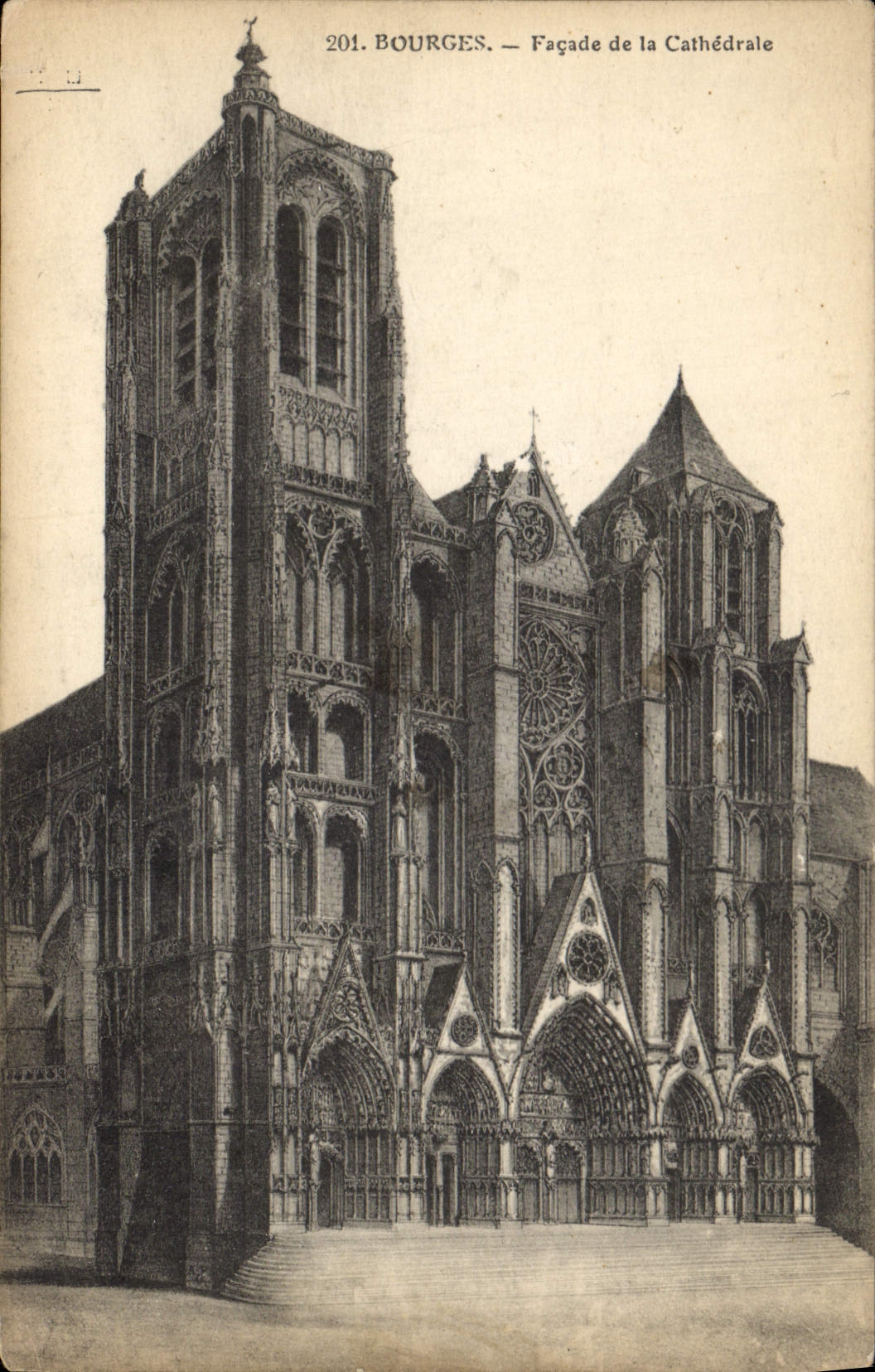 CPA Bourges Facade de la Cathedrale 