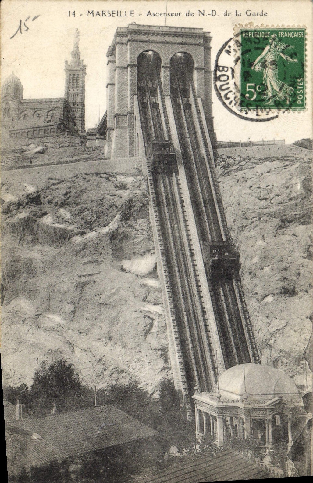 CPA Marseille Ascenseur de N D de la Garde 