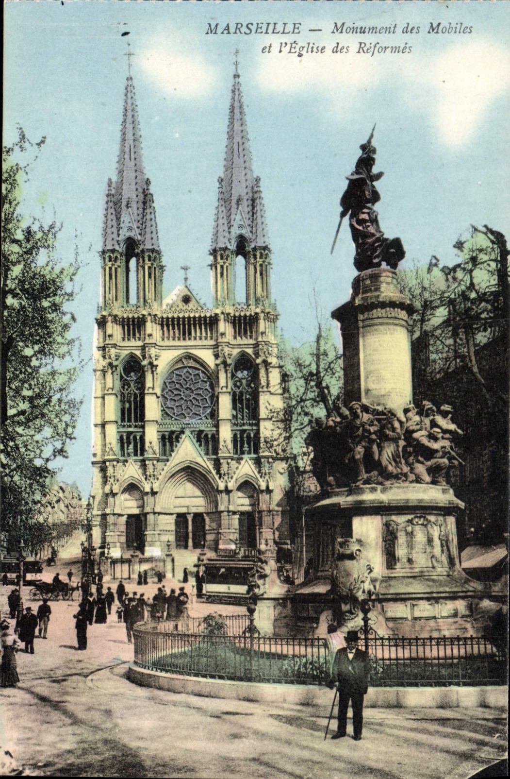 CPA Marseille Monument des Mobiles et l'eglise des Reformes 