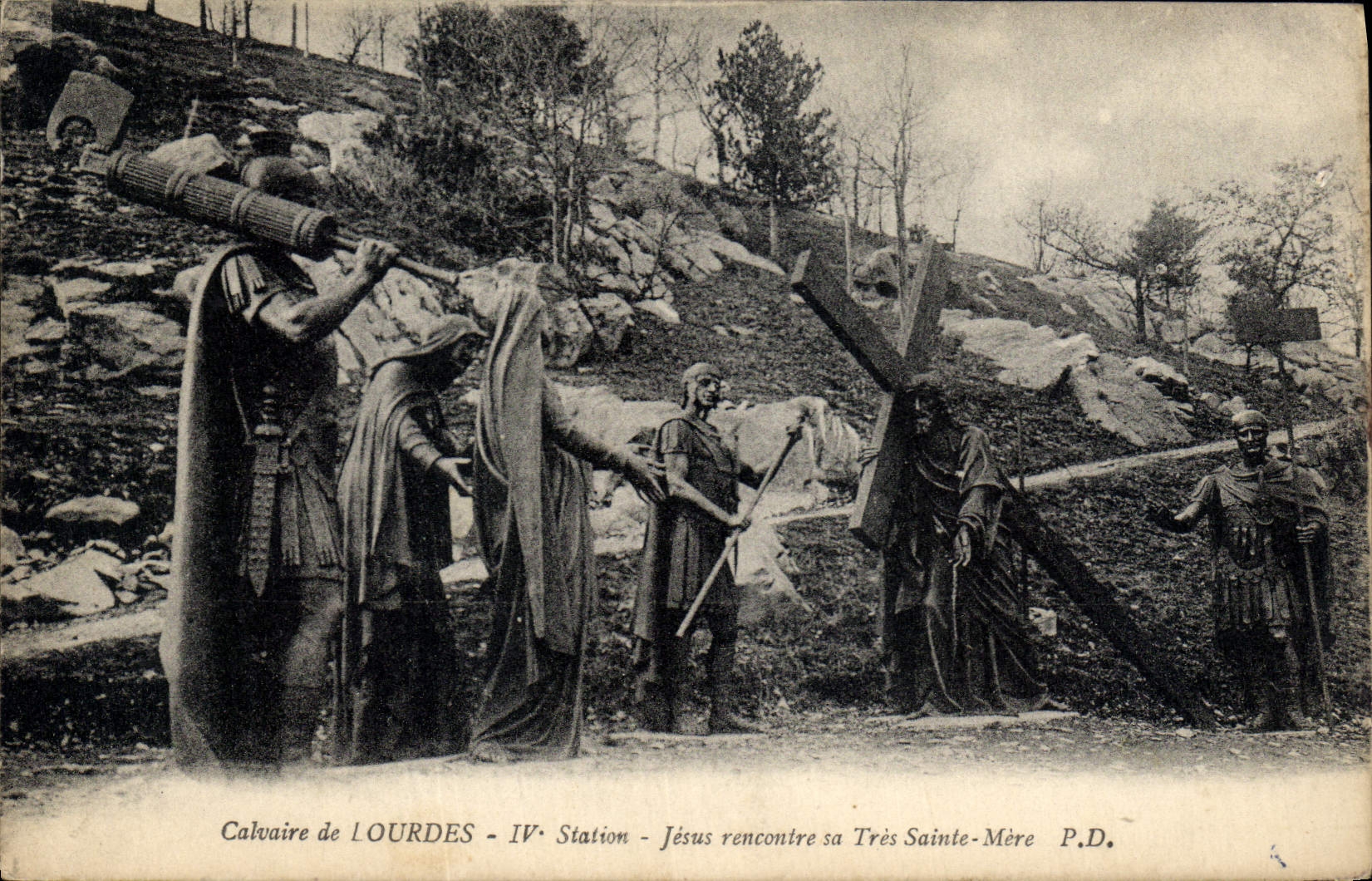 CPA Calvaire de Lourdes IV station Jesus rencontre sa Tres Sainte Mere 