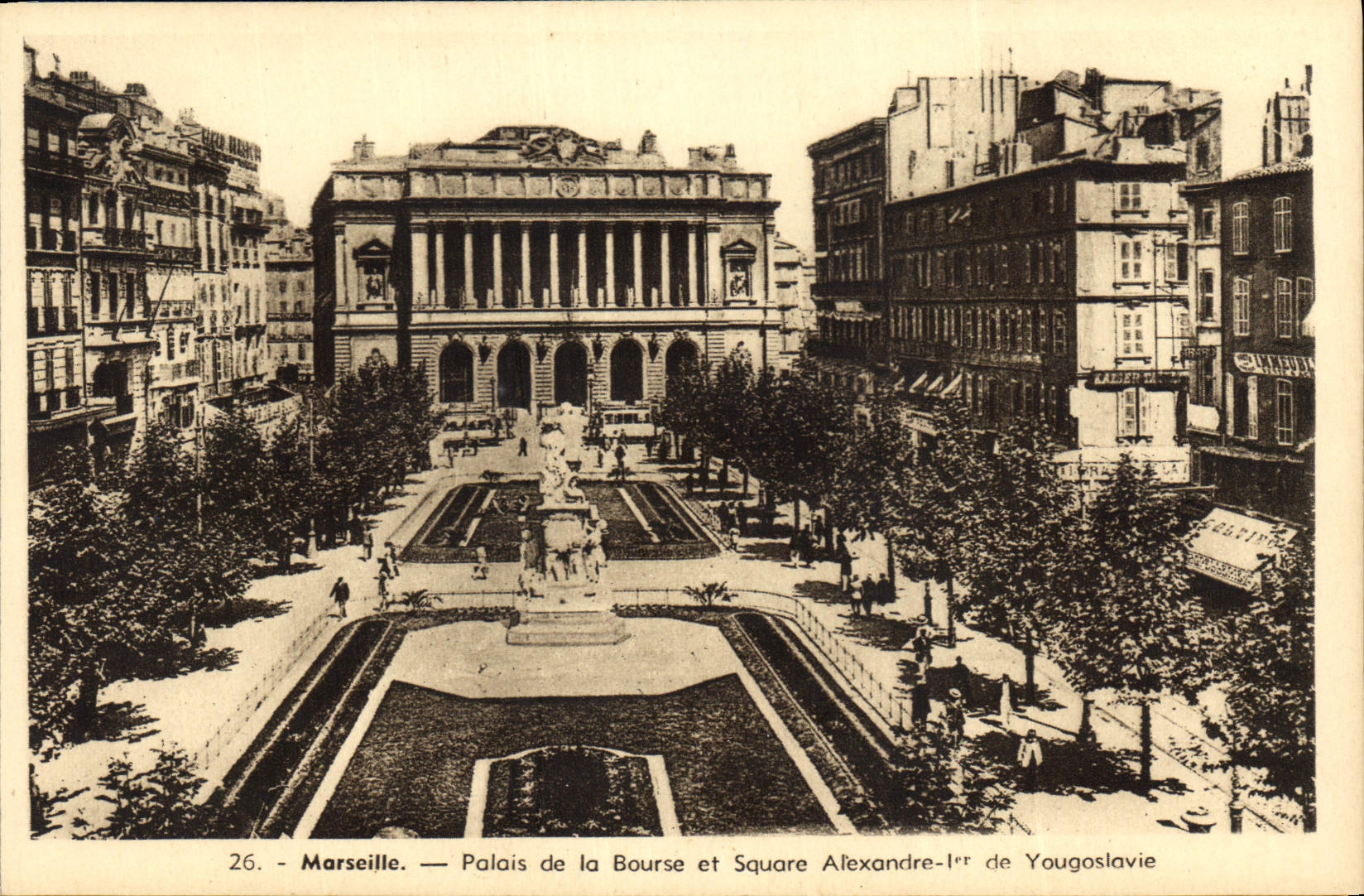 CPA Lourdes Palais de la Bourse et Square Alexandre Ier de Yougoslavie 