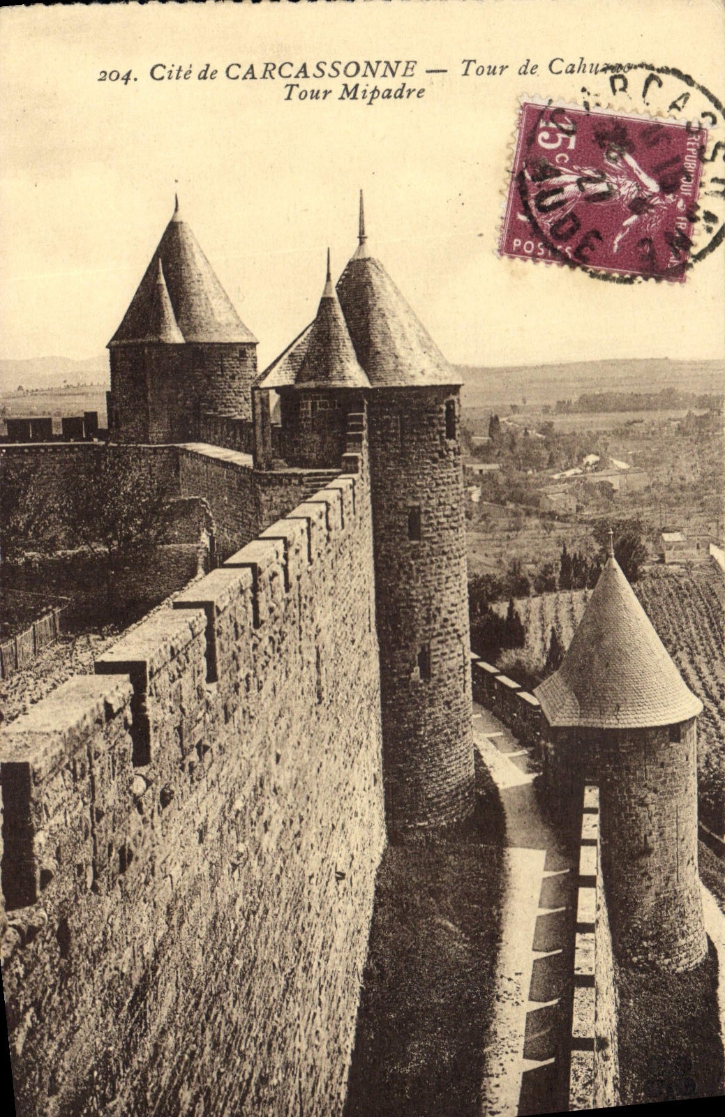 CPA Cite de Carcassonne Tour de Cahu Tour Mipadre 