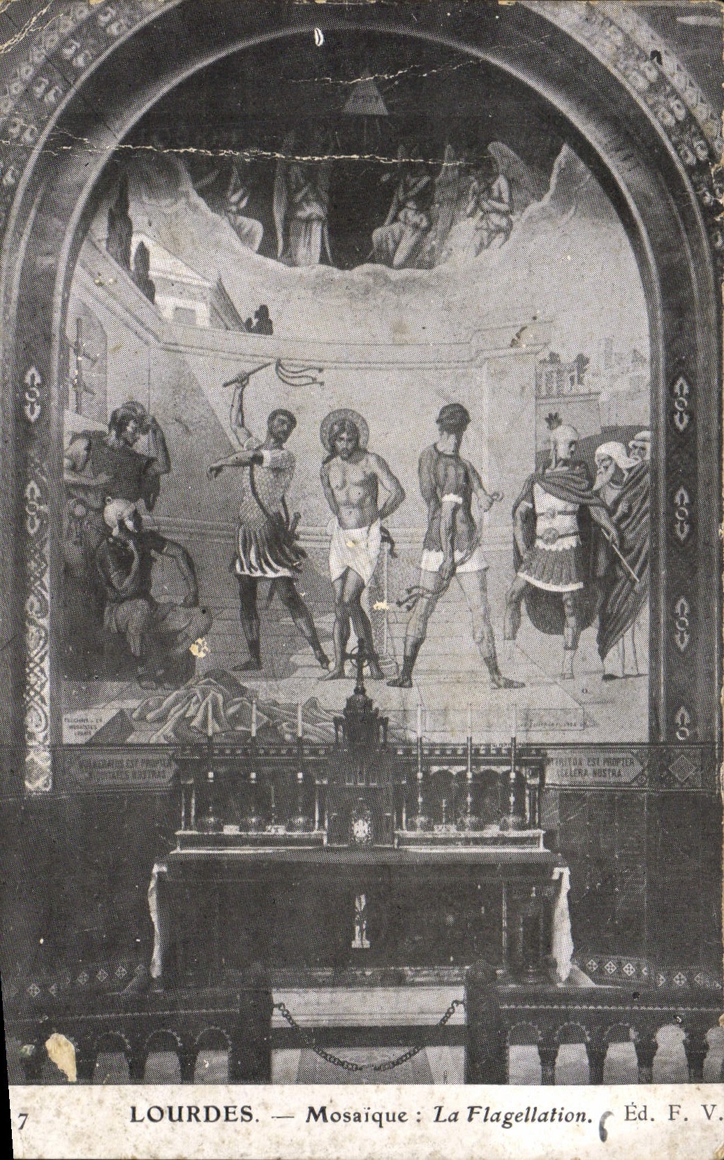CPA Lourdes Mosaique la Flagellation 