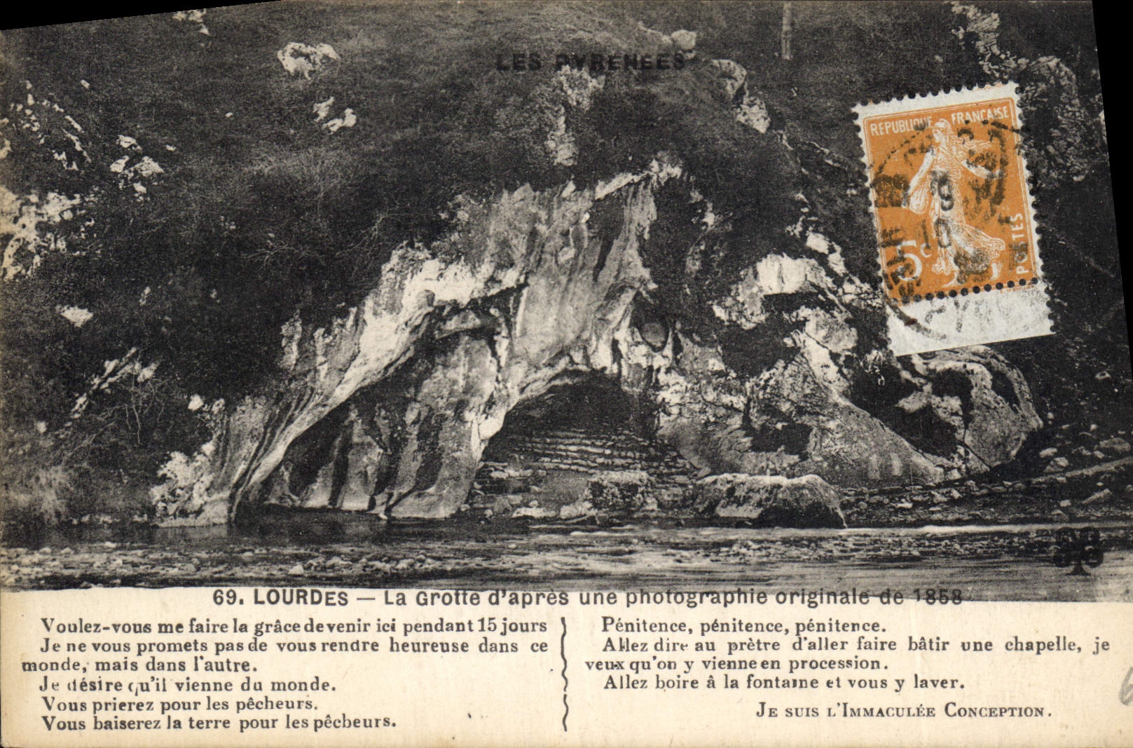 CPA Les Pyrenees Lourdes la grotte d'apres une photographie originale de 1858 