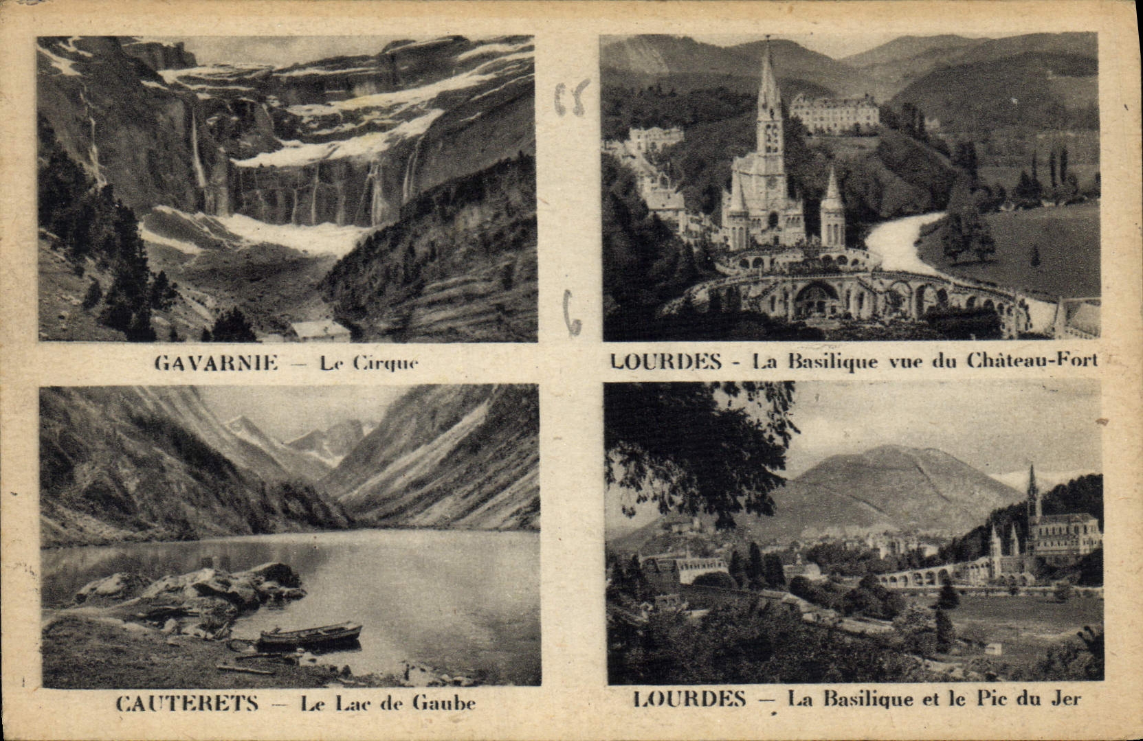 CPA Gavarnie Le Cirque Lourdes la Basilique vue du Chateau Fort Cauterets Le Lac de Gaube Lourdes la