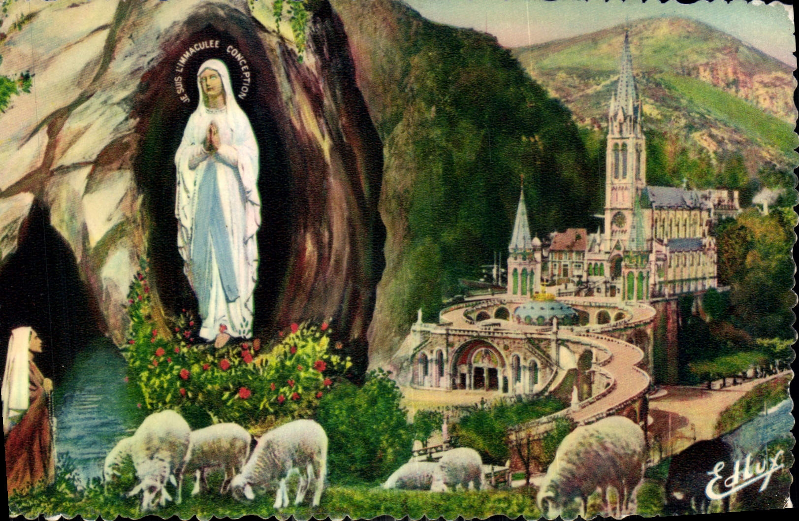 CPA Lourdes la Basilique et l'Apparition 