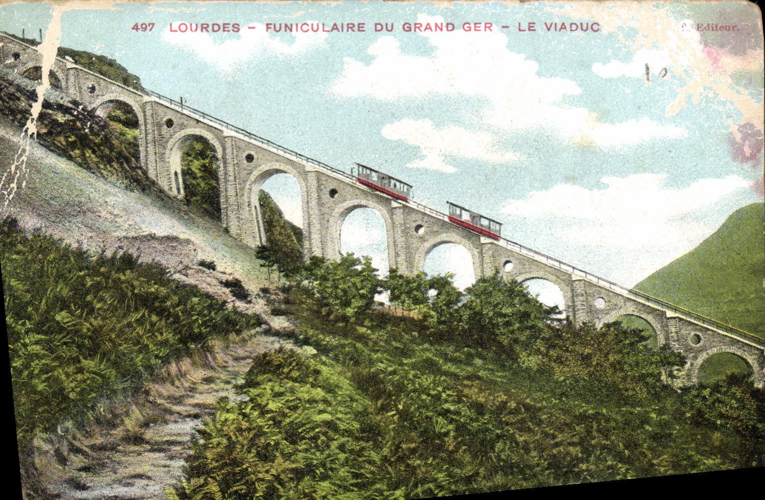 CPA Lourdes Funiculaire du Grand Ger le Viaduc 