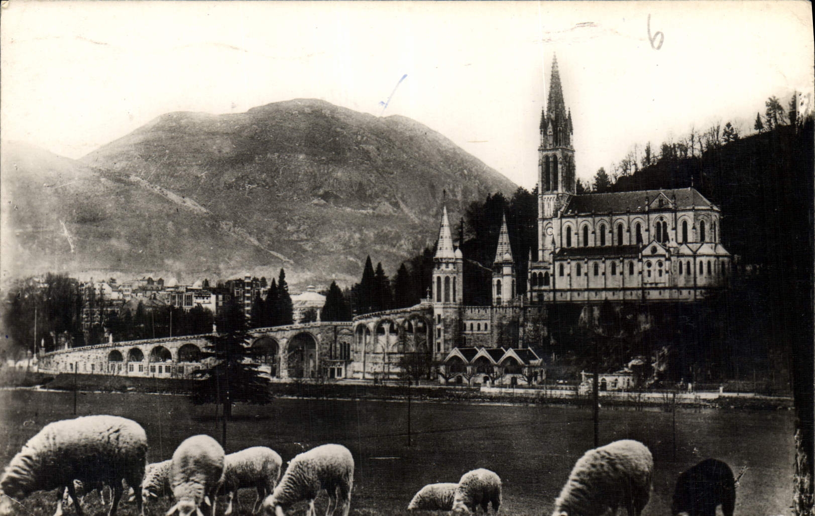 CPA Lourdes La Basilique et le Pic du Jer 