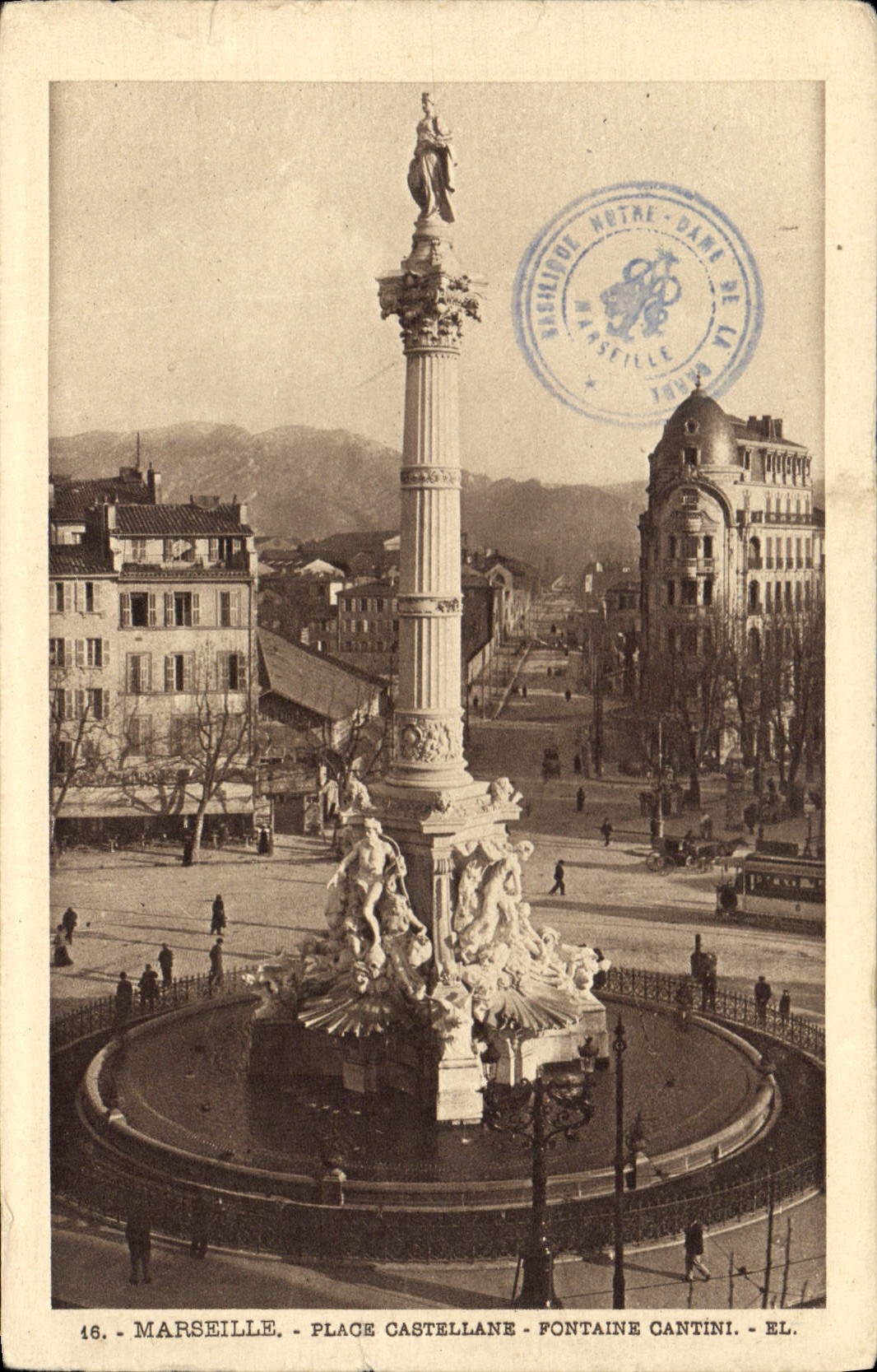 CPA Marseille Place Castellane fontaine Cantili
