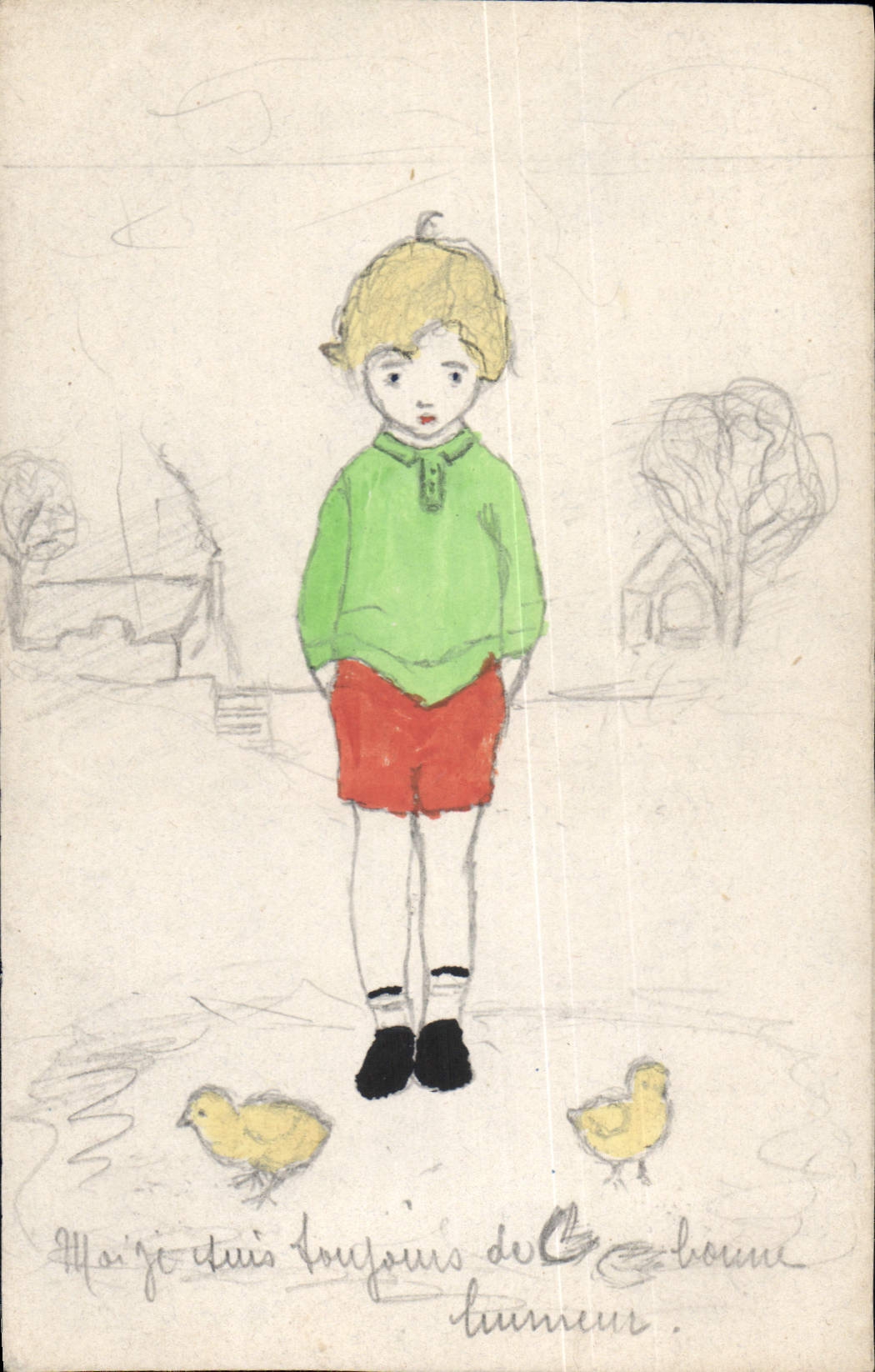 CPA Enfant (dessin a la main)