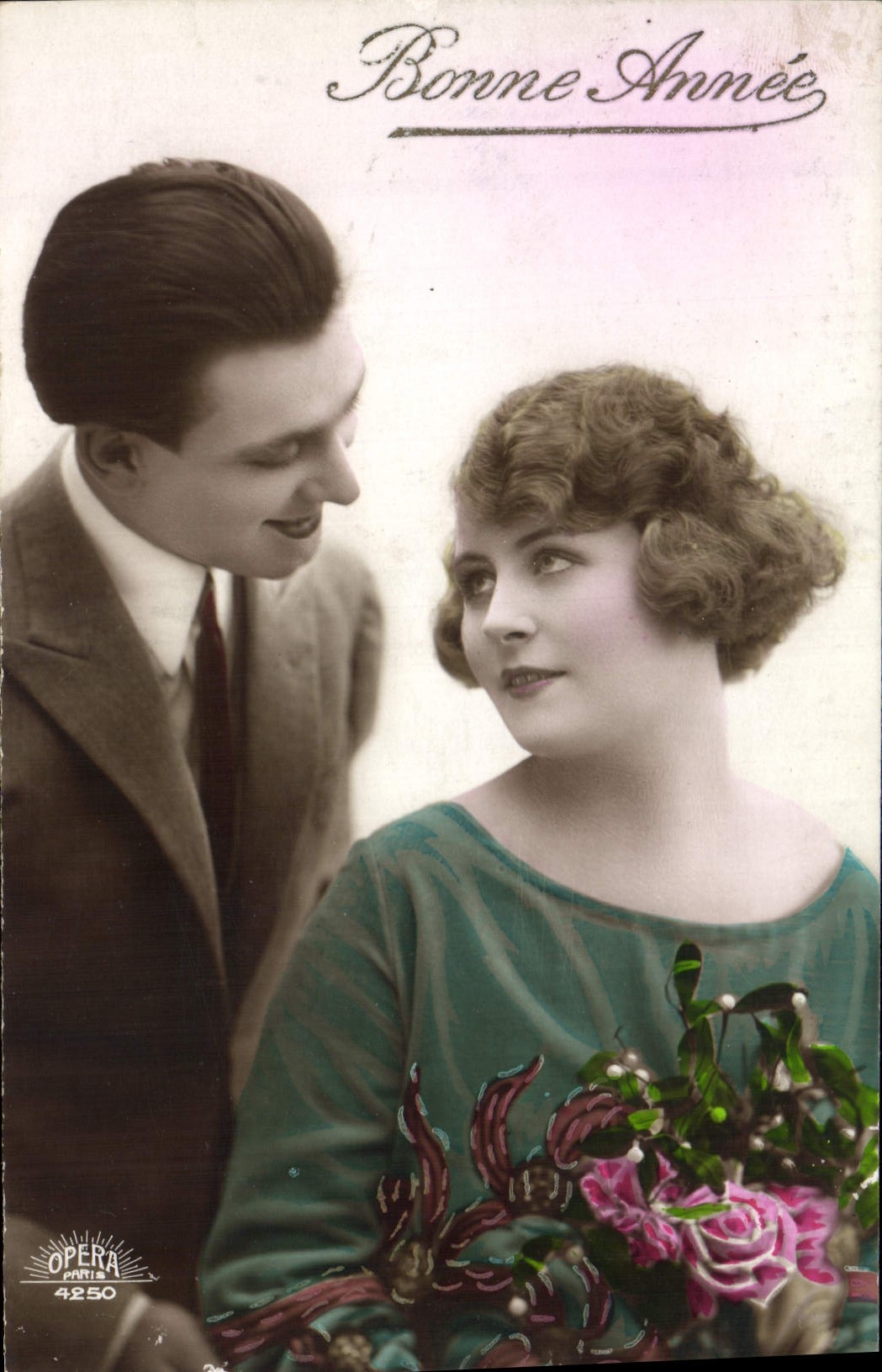 CPA Bonne Annee Femme