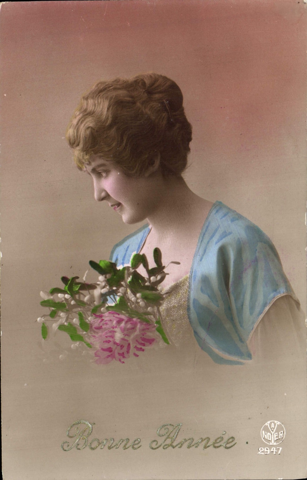 CPA Bonne Annee Femme