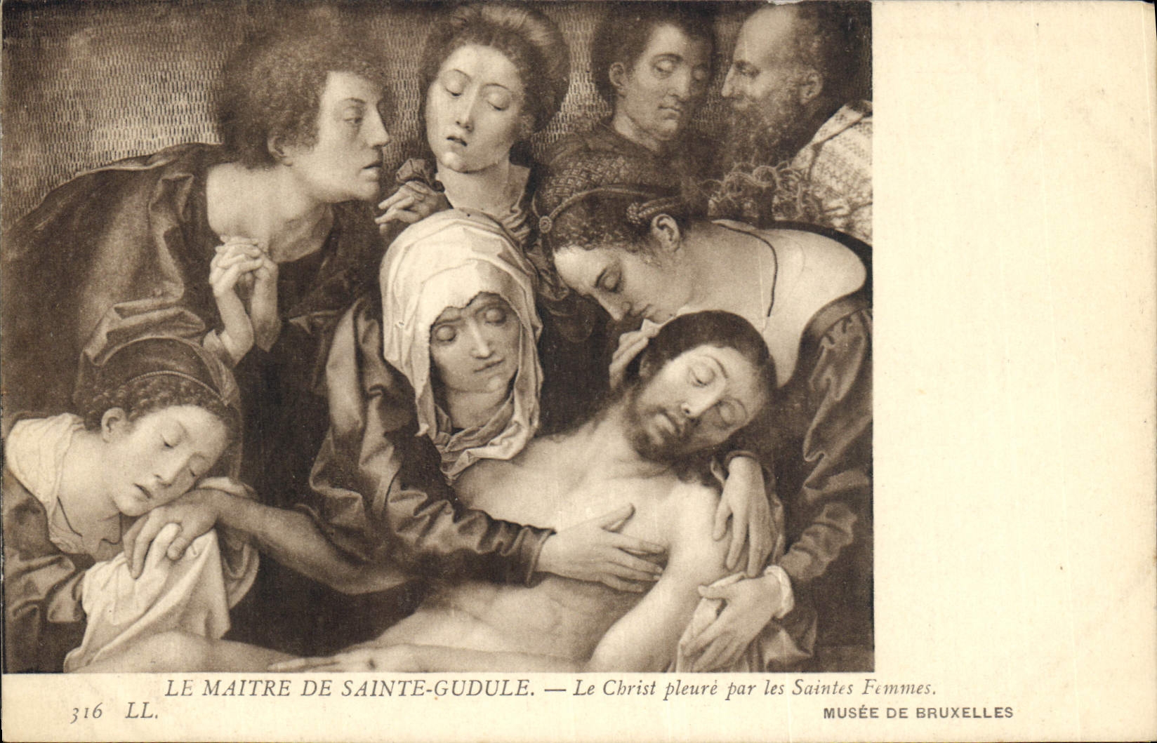 CPA Le Maitre de sainte Gudule Le Christ pleure par les Saintes Femmes Musee de Bruxelles